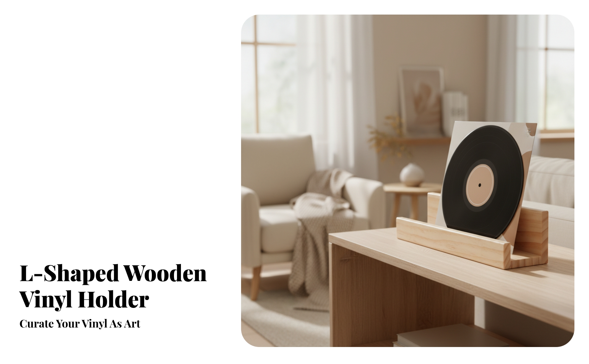 Vinyl Album Stand Solid Wood LP Album Stand Wooden for Turntable Station