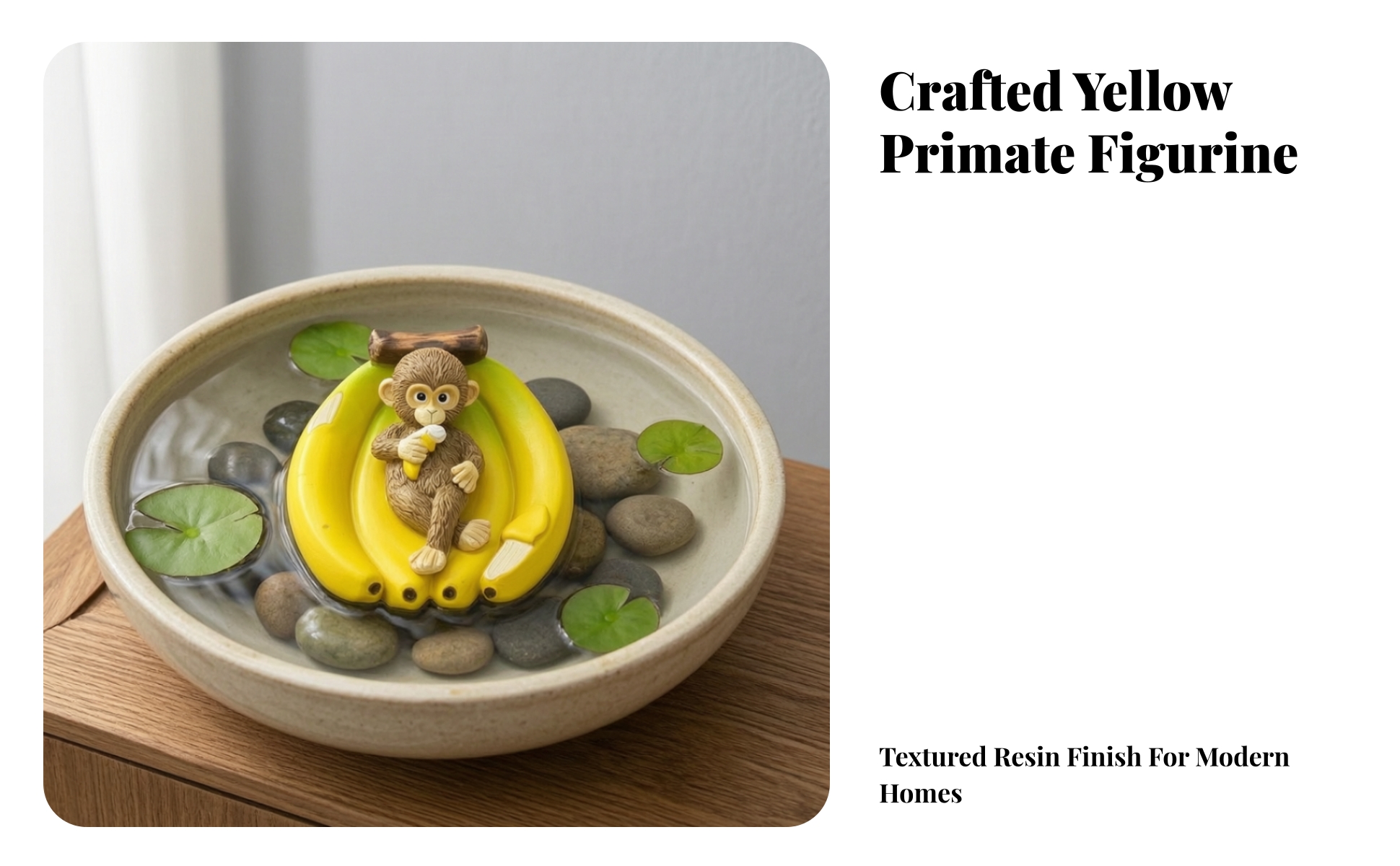 Monkey on Banana Statue Desktop Monkey Statue Playful for Shelf, Collectors