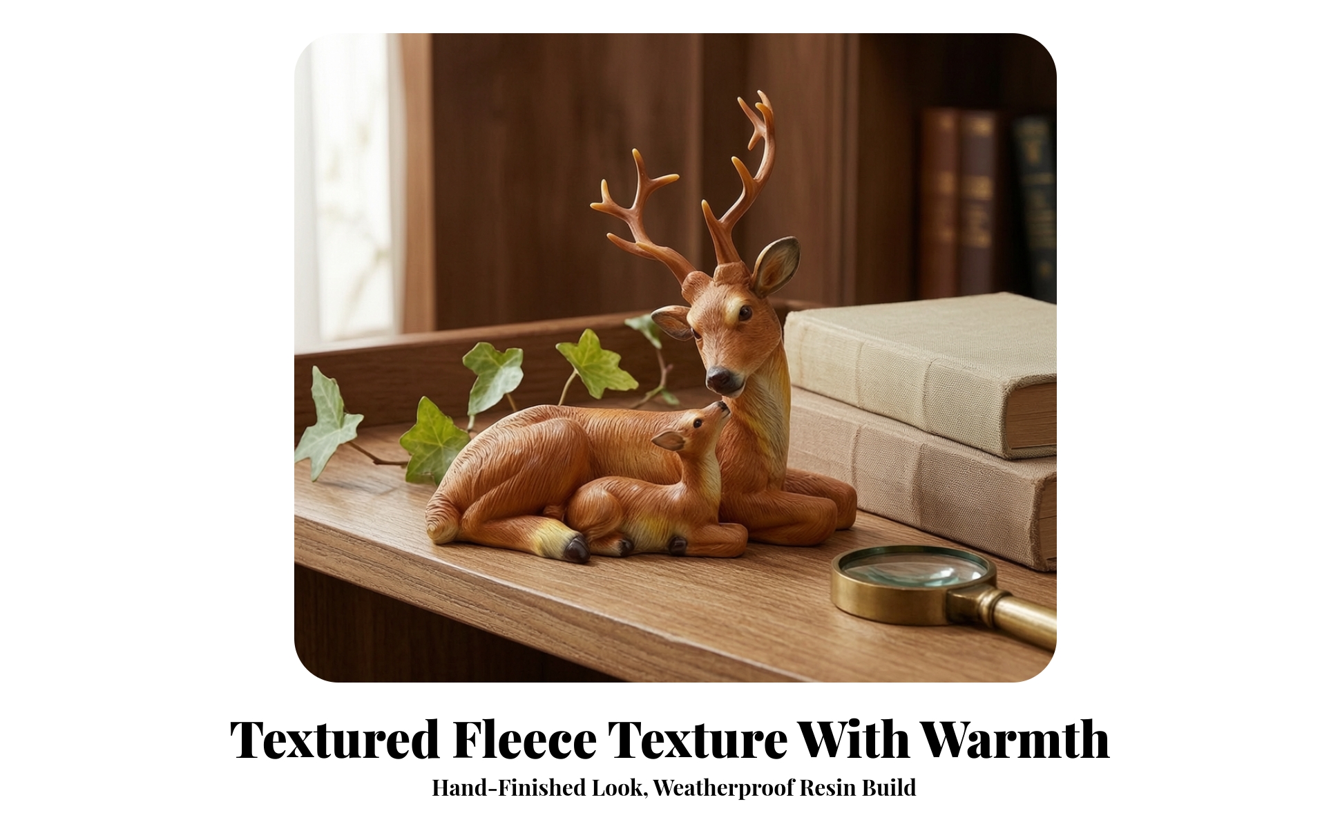 Deer and Fawn Figurine Wilderness Deer Figurine Resin for Patio, Nature Lovers