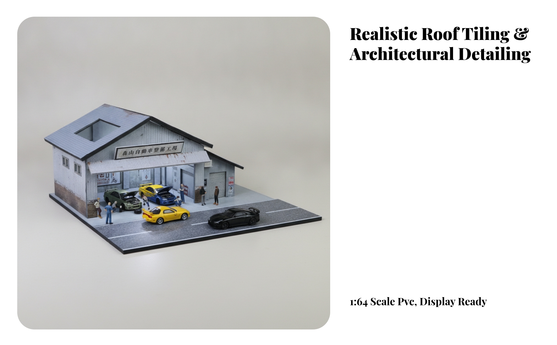1:64 Scale Model Scene Type-C Powered Garage Diorama with Display Base