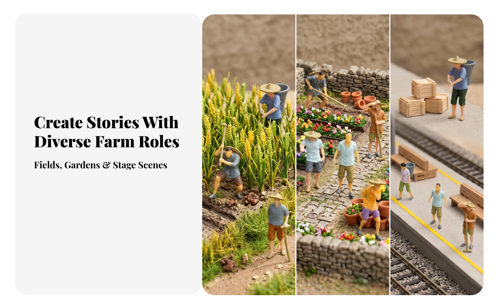 8 Pieces Agricultural Worker Figurine 1:87 Scale for Farm Scenes, Hobby Builders