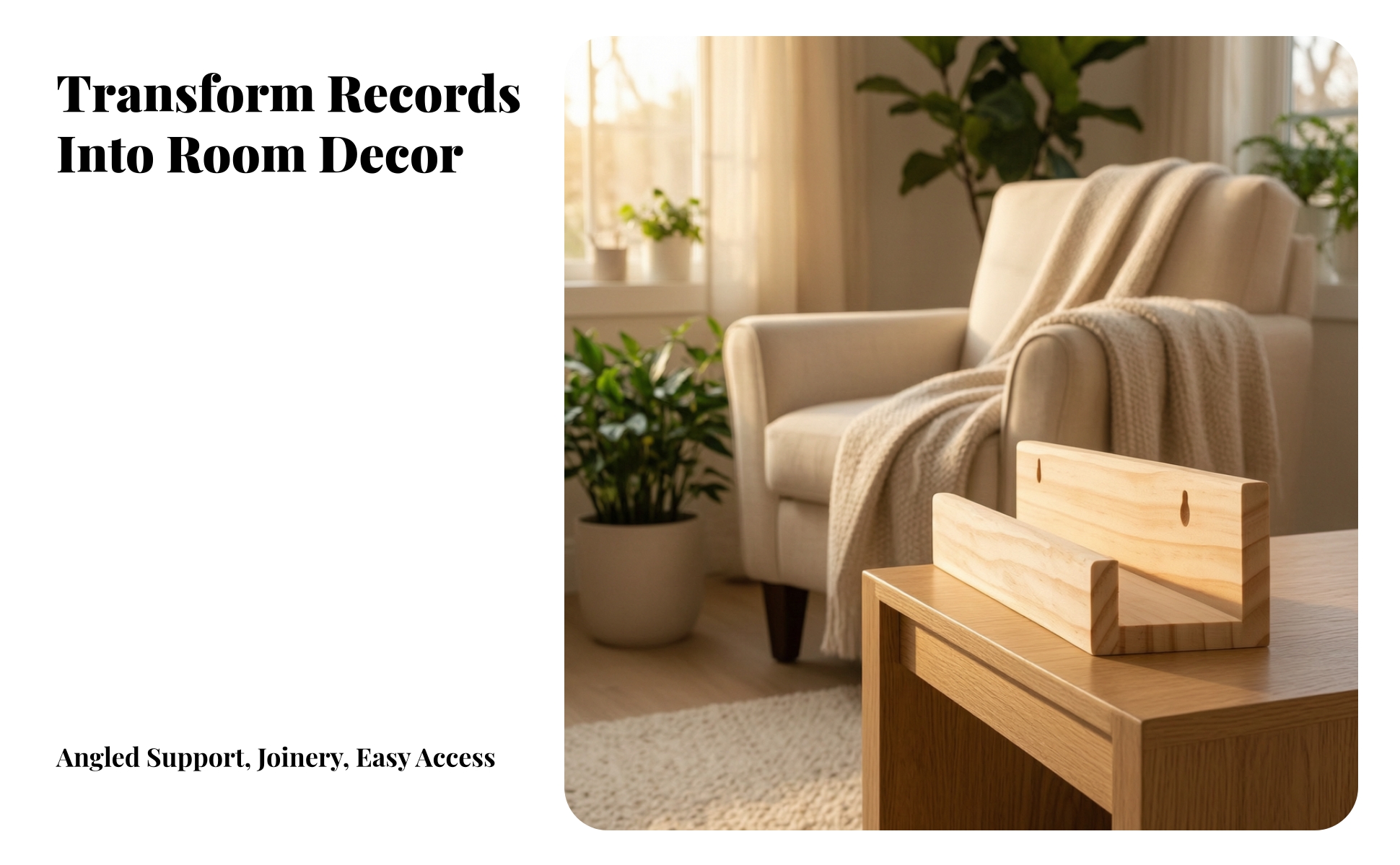 Vinyl Album Stand Solid Wood LP Album Stand Wooden for Turntable Station