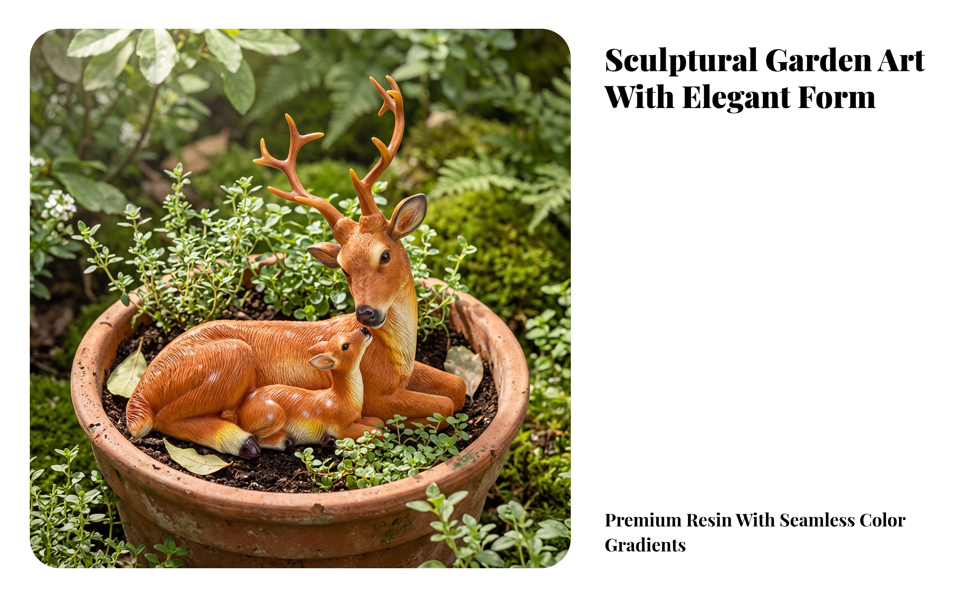 Deer and Fawn Figurine Wilderness Deer Figurine Resin for Patio, Nature Lovers