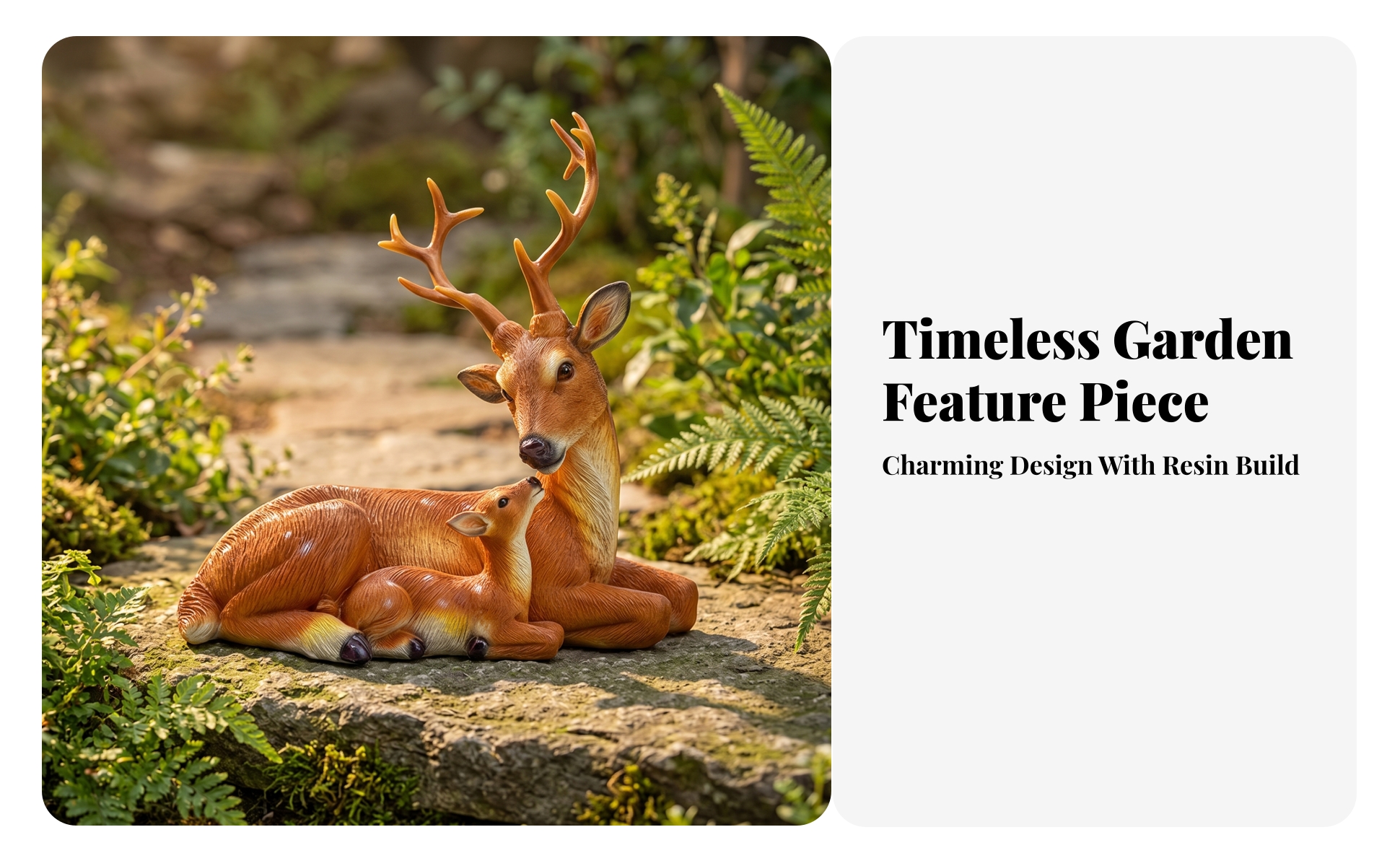 Deer and Fawn Figurine Wilderness Deer Figurine Resin for Patio, Nature Lovers