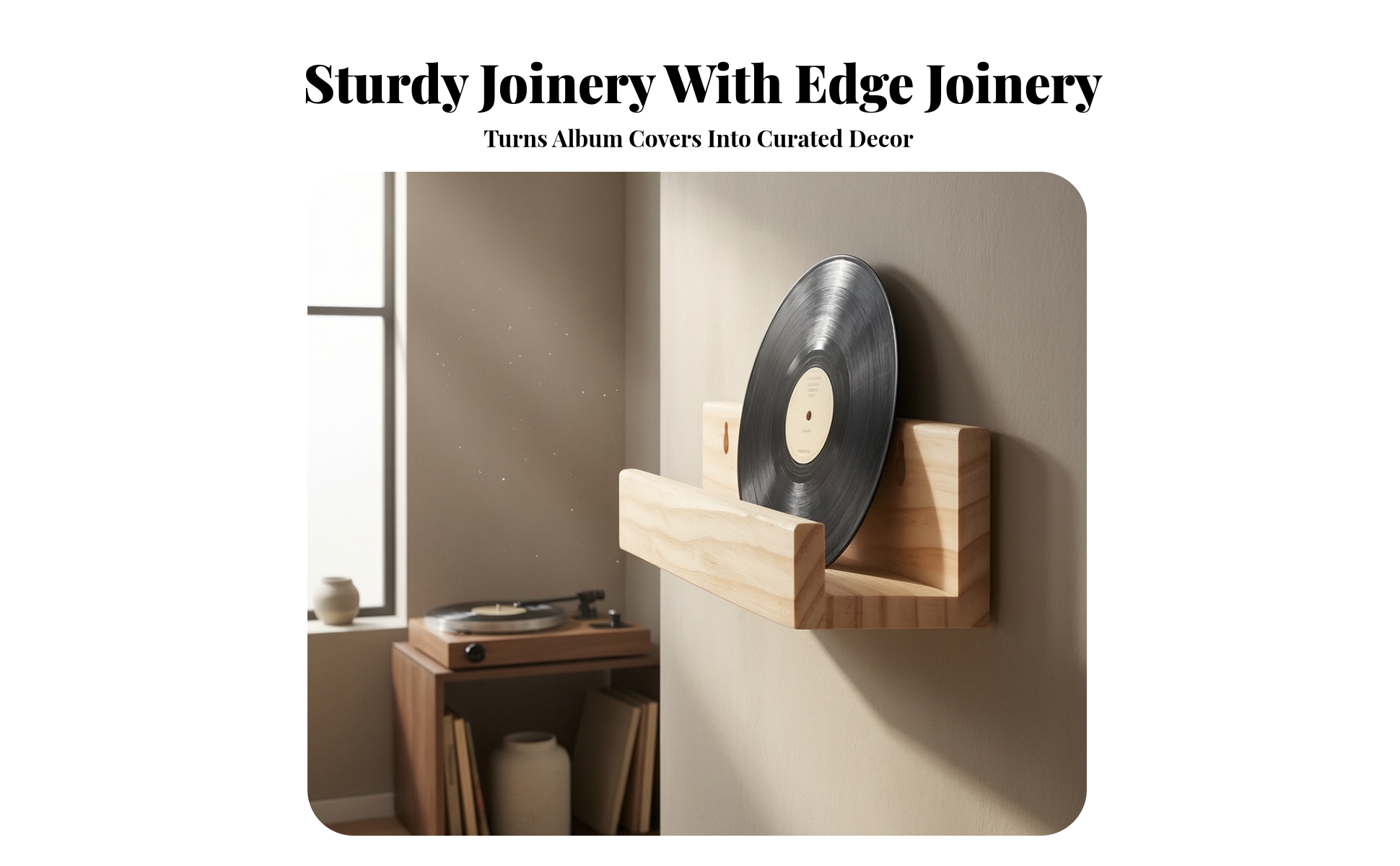 Vinyl Album Stand Solid Wood LP Album Stand Wooden for Turntable Station
