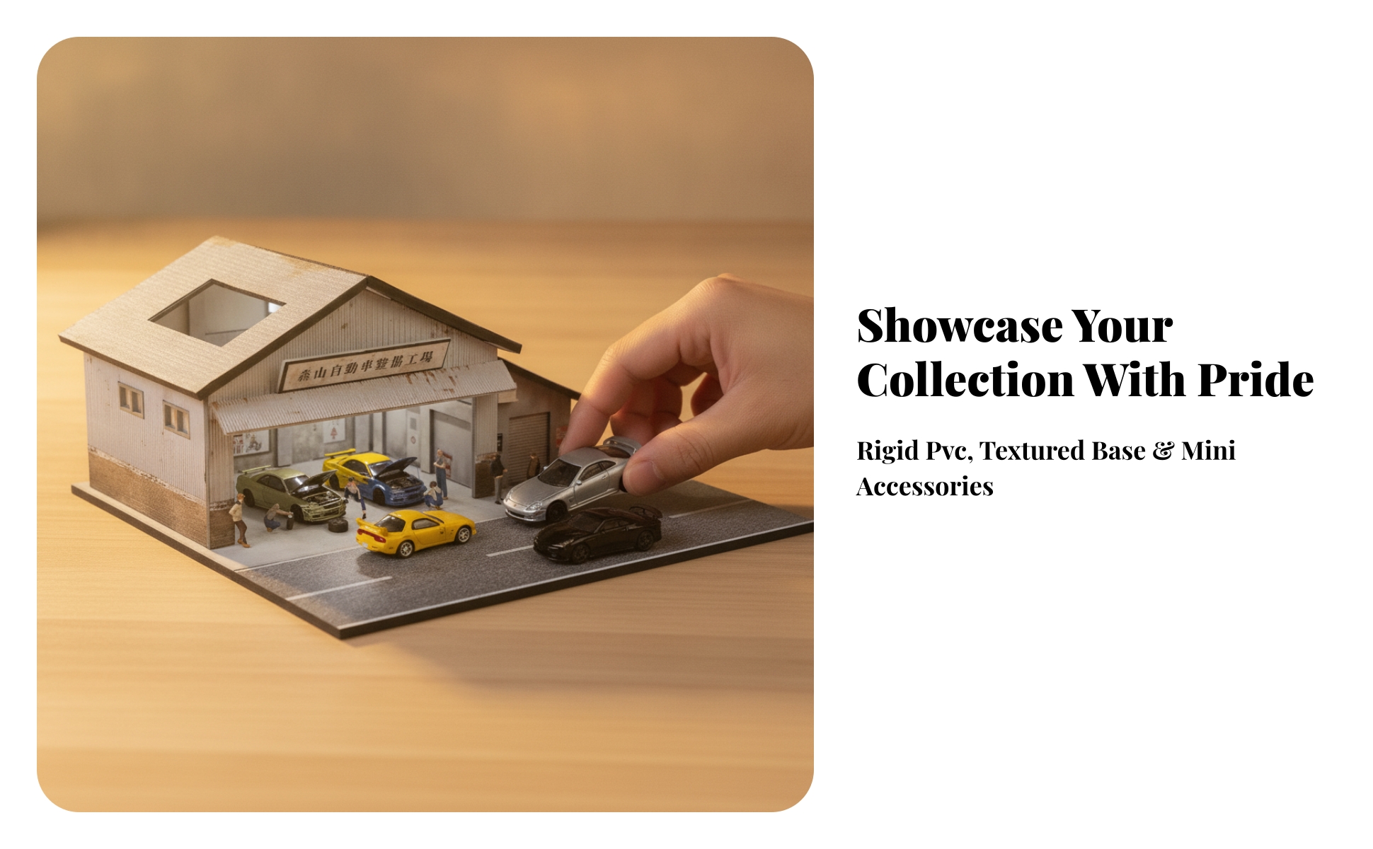 1:64 Scale Model Scene Type-C Powered Garage Diorama with Display Base