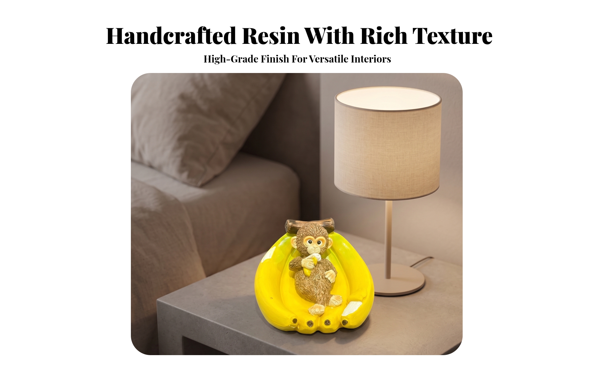 Monkey on Banana Statue Desktop Monkey Statue Playful for Shelf, Collectors