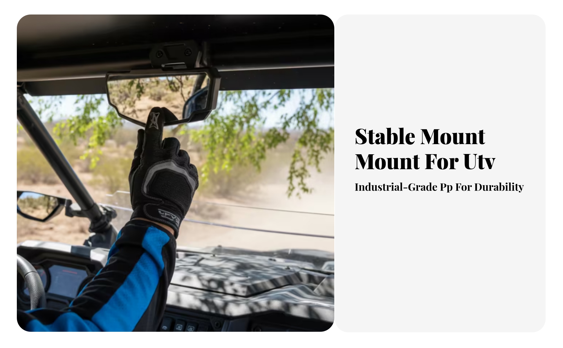 UTV Mirror with Clamp High Resolution UTV Center Rearview Mirror Wide-Angle
