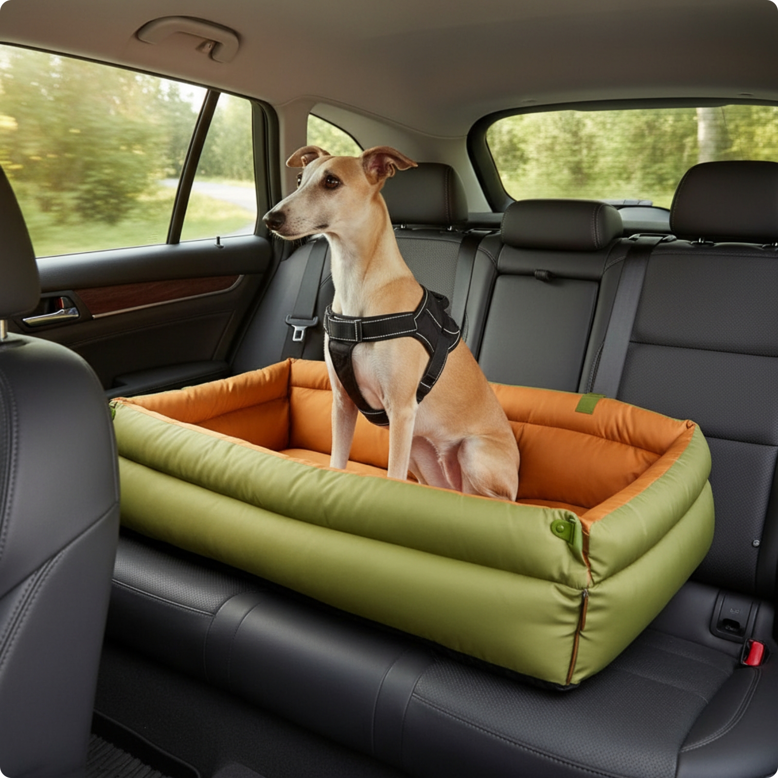 Dog Bed with Carrying Handle Calming Rectangular Dog Bed Supportive for Travel