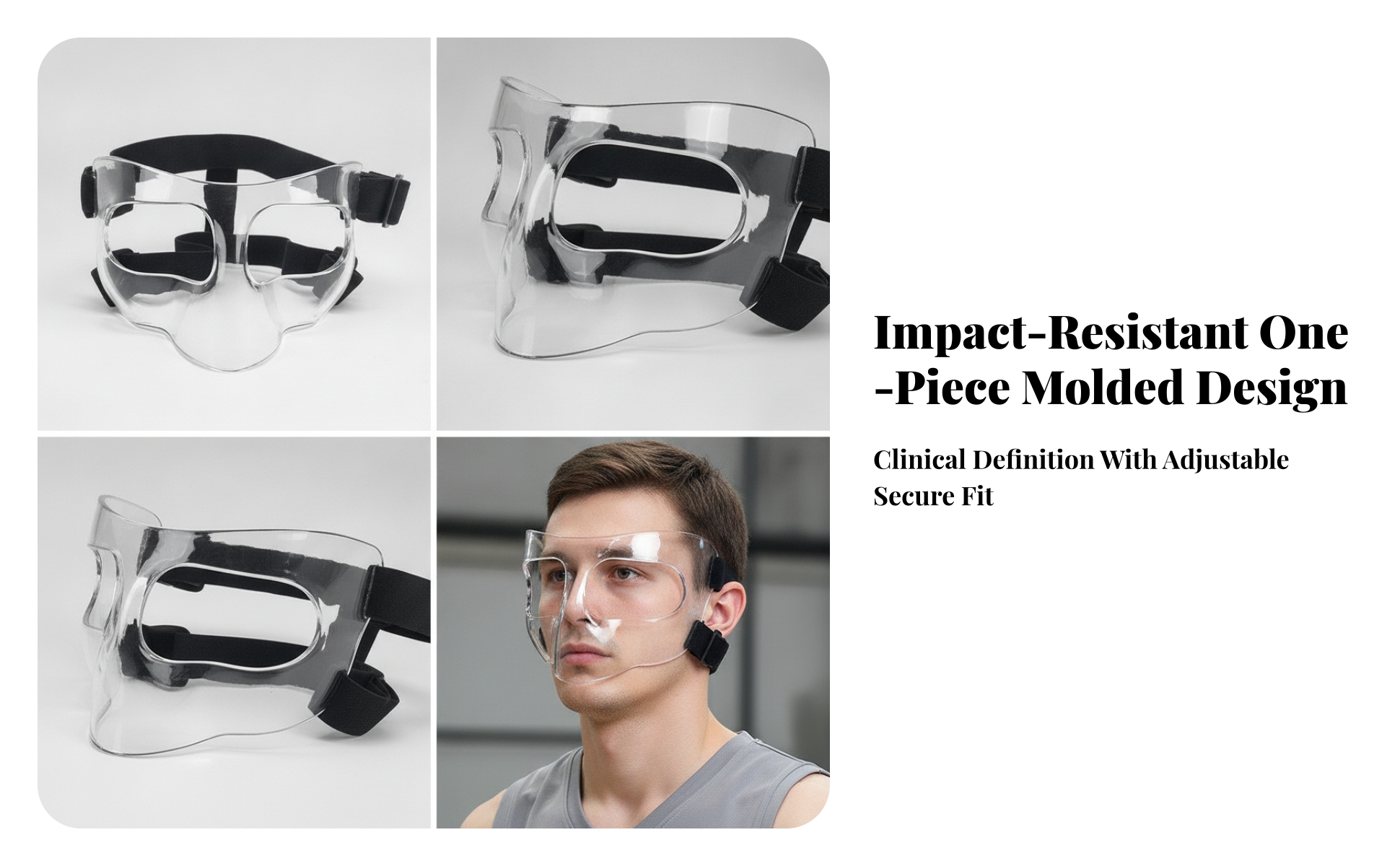 Face Guard with Adjustable Straps Clear Shielding Face Guard Lightweight