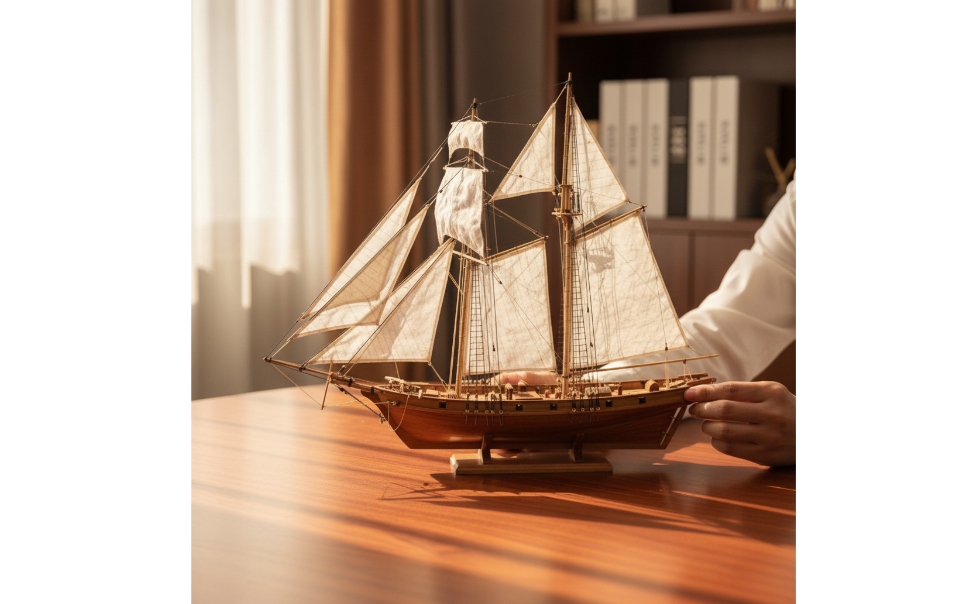 Wooden Sailboat Model Kit Classic Wooden Model Ship with Platform Desk Display