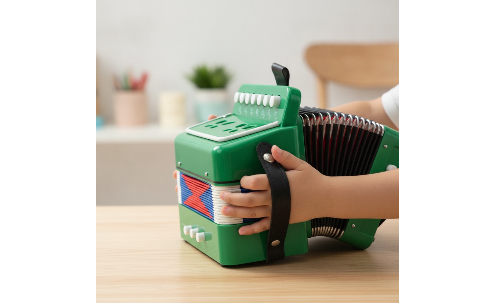Accordion with 7 Keys Beginner Hand Accordion Portable for Classroom, Beginners