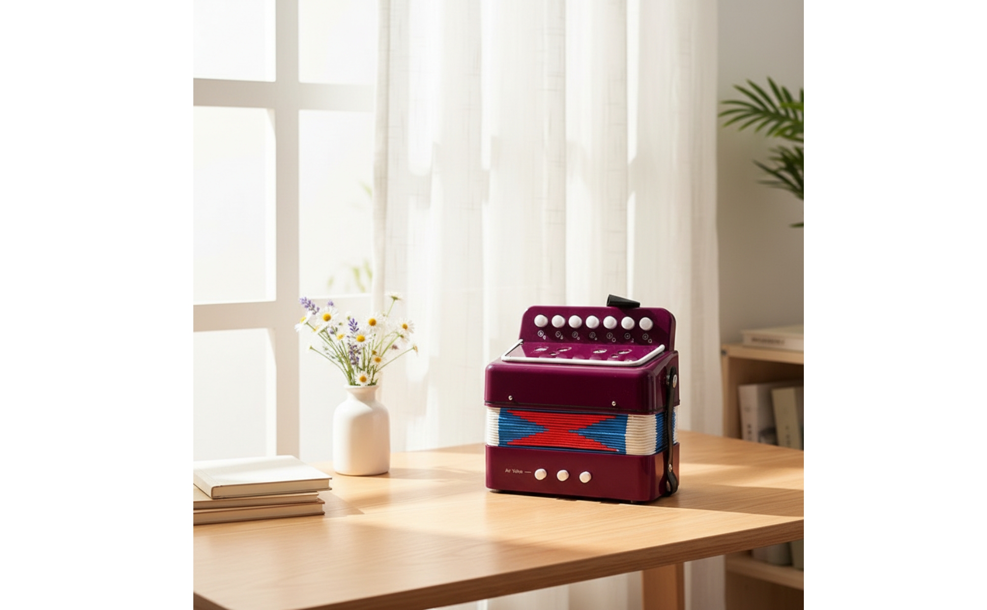 Accordion with 7 Keys Beginner Hand Accordion Portable for Classroom, Beginners