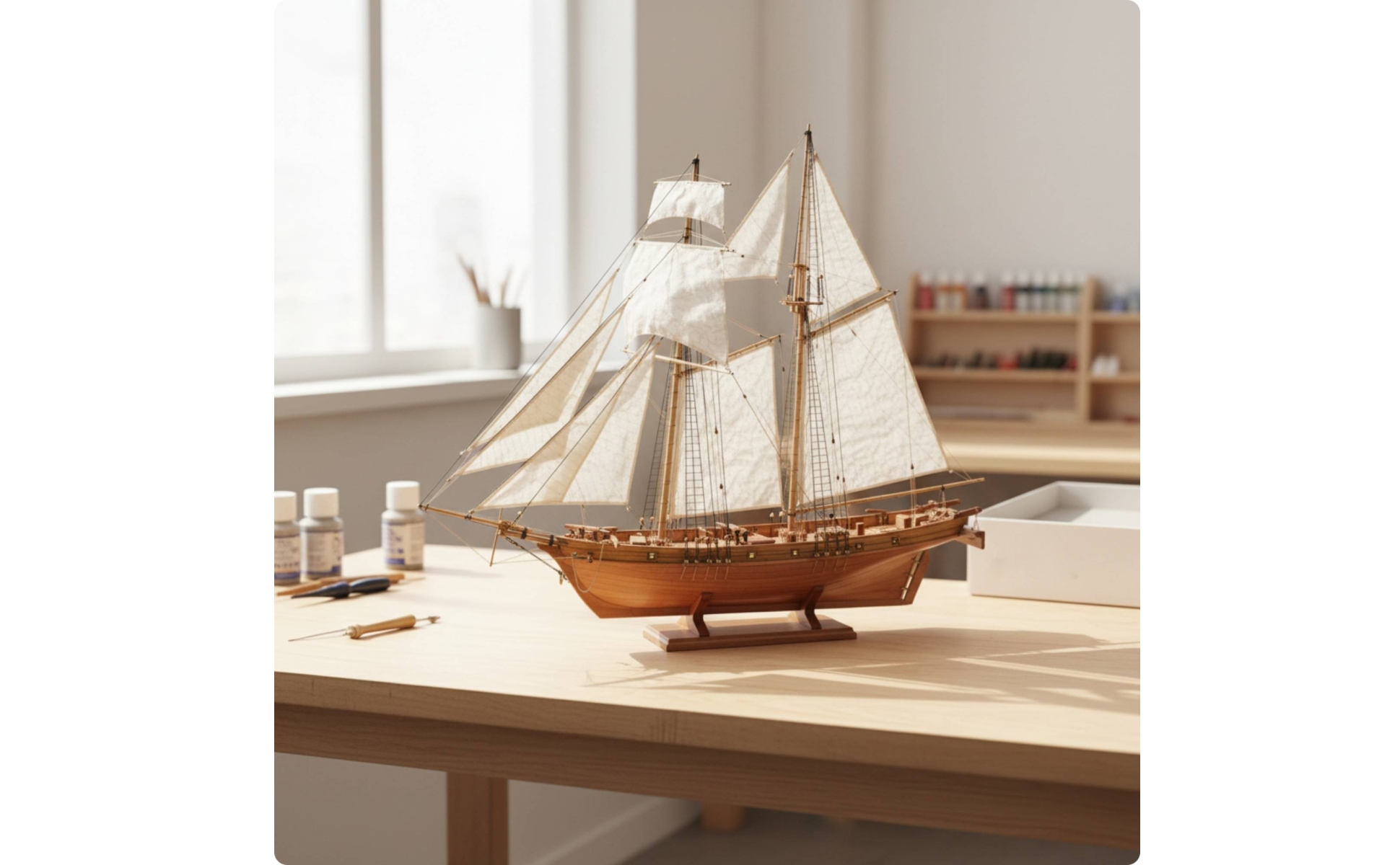 Wooden Sailboat Model Kit Classic Wooden Model Ship with Platform Desk Display