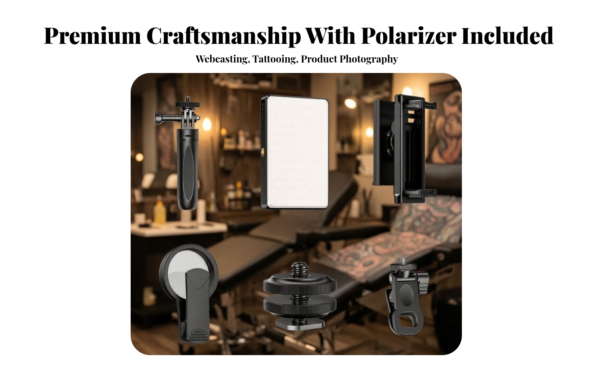 LED Fill Light with Polarizing Filter Polarized for Livestreaming, Photographers