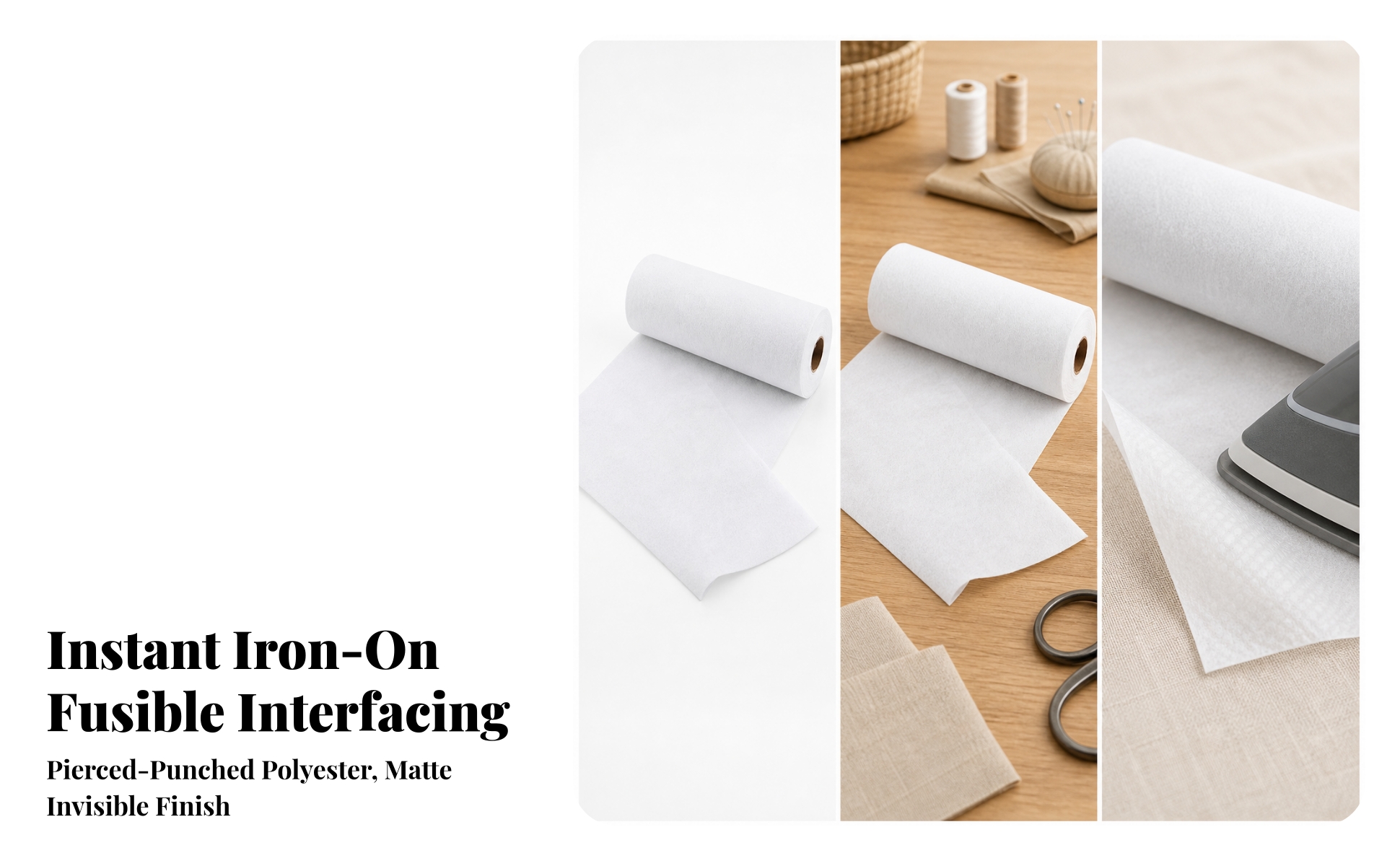 Fusible Fleece Interfacing Single-Sided for Sewing Projects, Crafters, Quilters