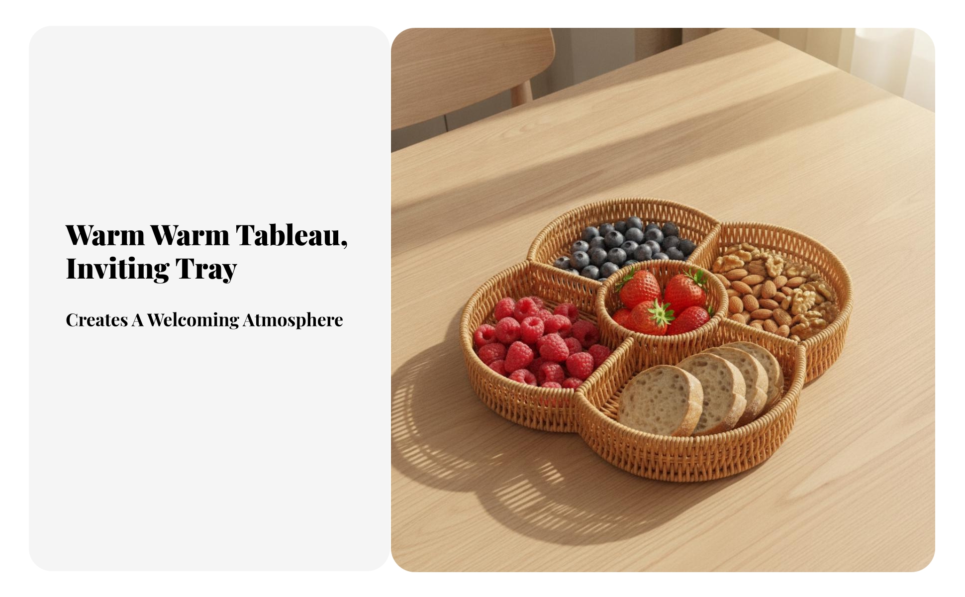 Woven Tray Basket Rustic Rattan Tray with Handles Lightweight for Living Room