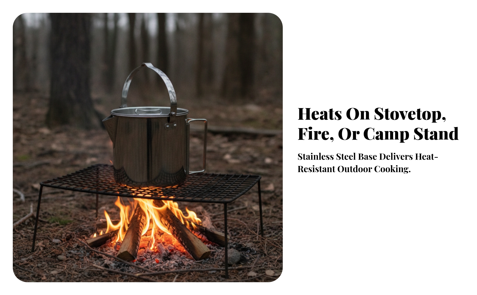 Stainless Steel Kettle with Carry Handle Robust Camping Tea Kettle with Lid