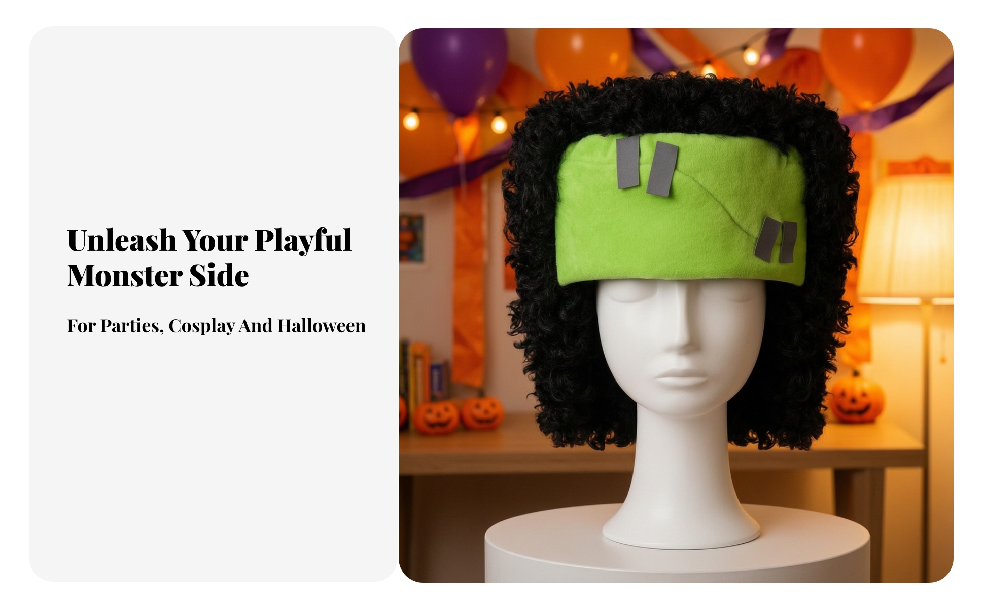 Classic Monster Headpiece with Curly Hair Classic Classic Monster Costume Hat