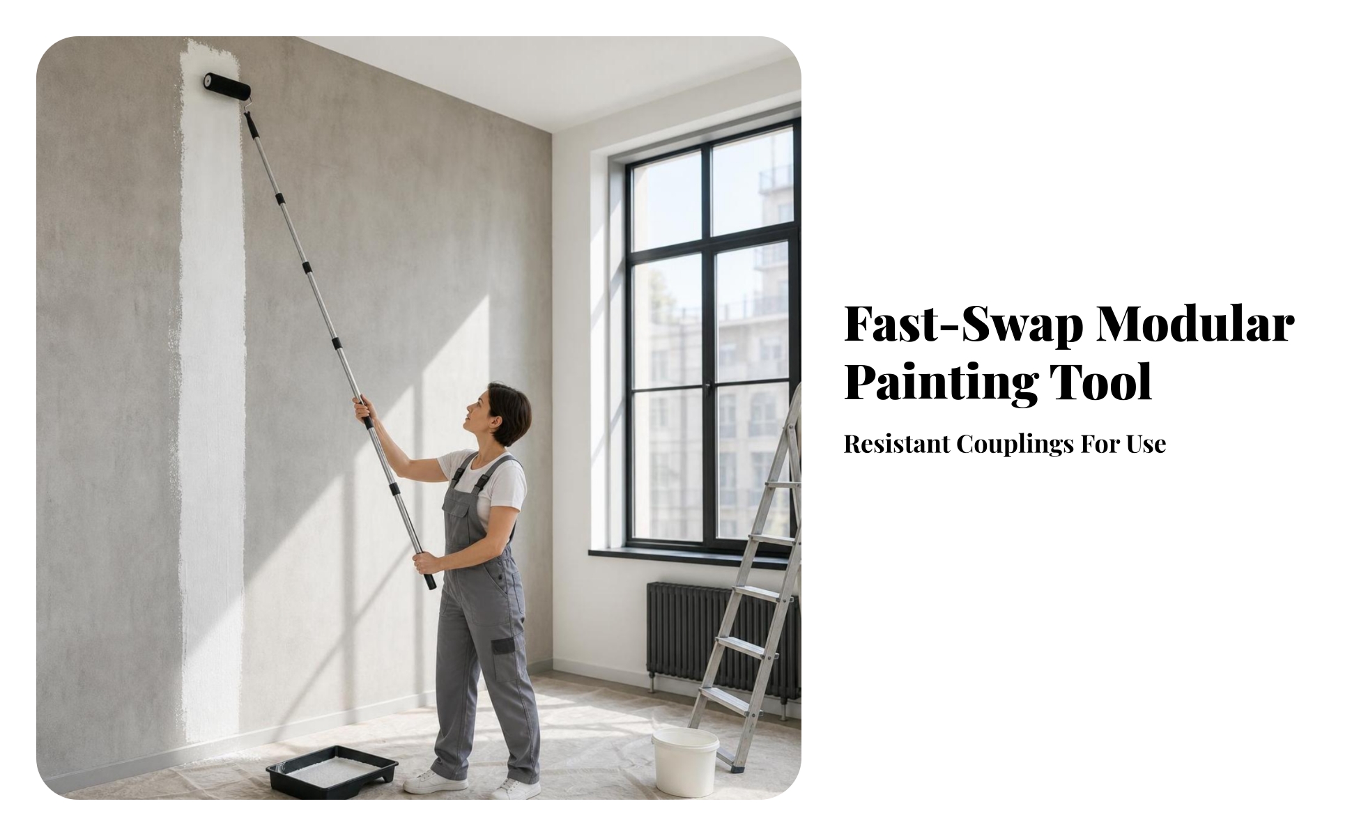 Paint Roller with Extension Pole Latex-Compatible Paint Roller Frame