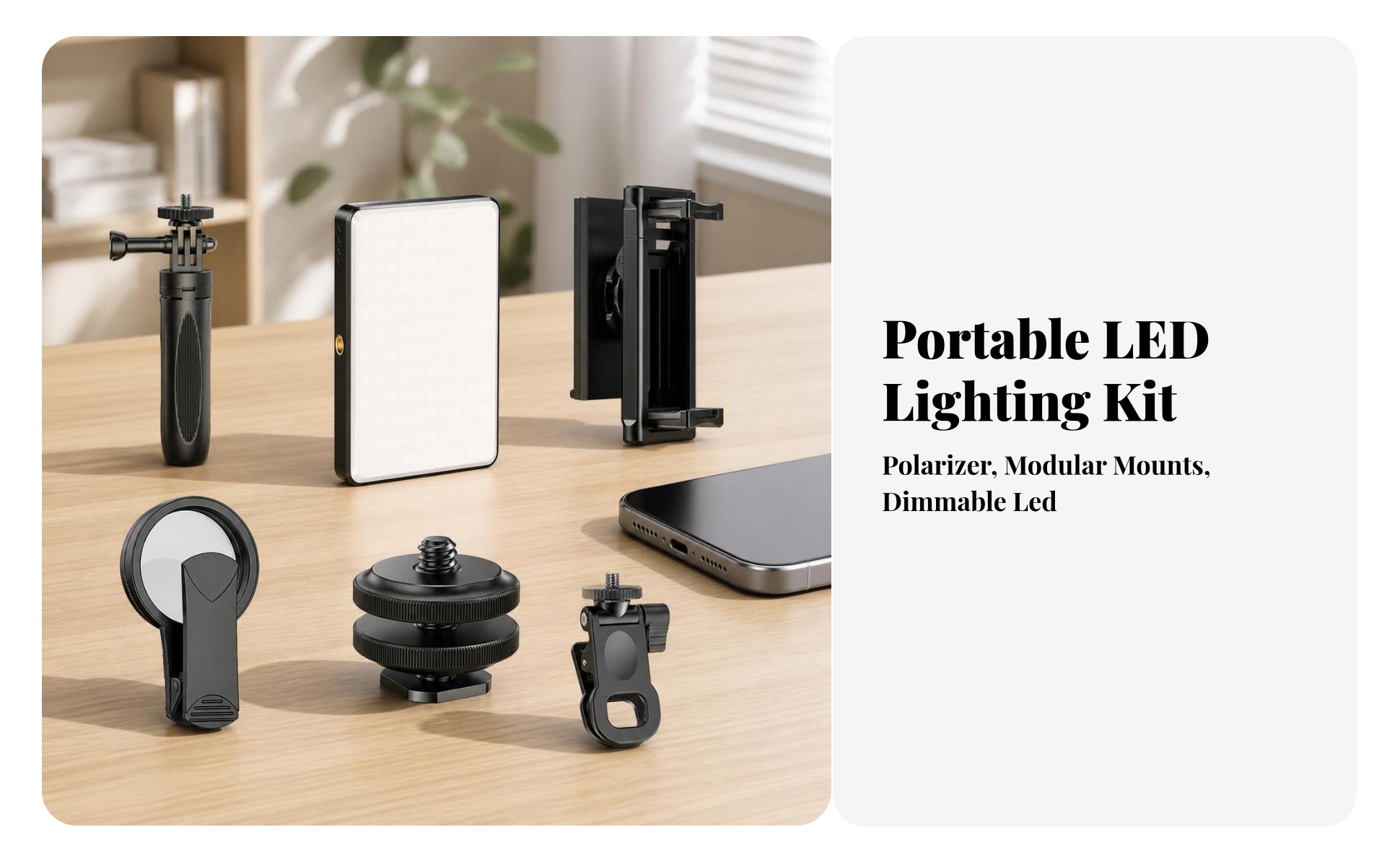 LED Fill Light with Polarizing Filter Polarized for Livestreaming, Photographers