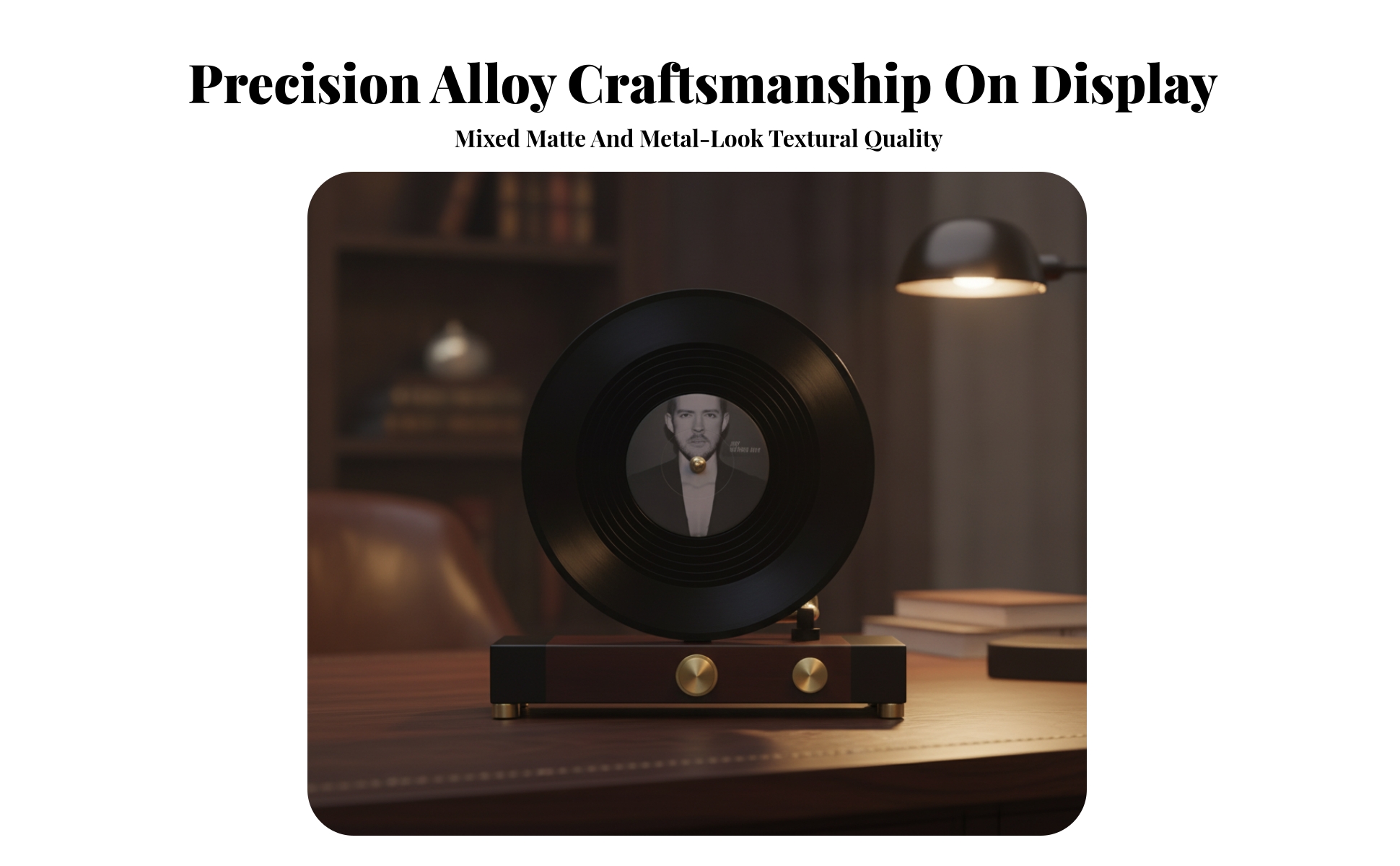 Gramophone Model with Wood-Effect Base Decorative Retro Gramophone Model