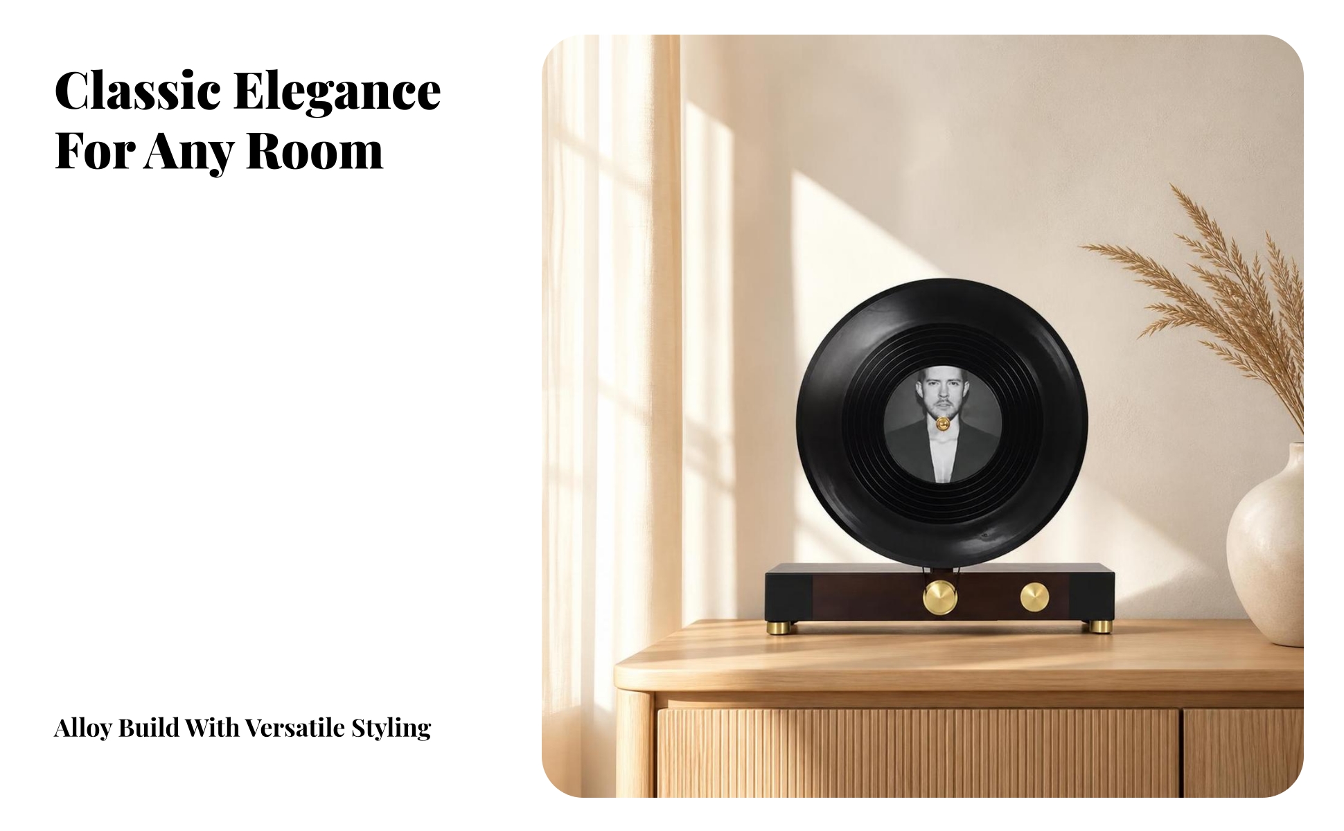 Gramophone Model with Wood-Effect Base Decorative Retro Gramophone Model