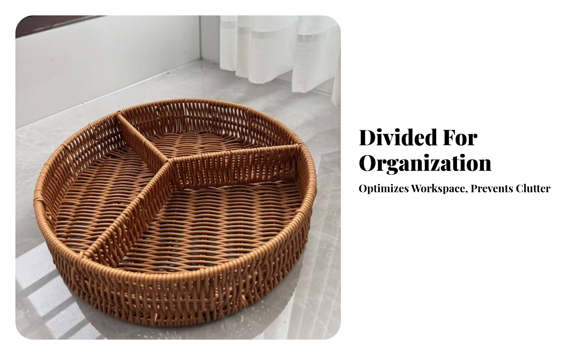 Woven Tray Basket Rustic Rattan Tray with Handles Lightweight for Living Room