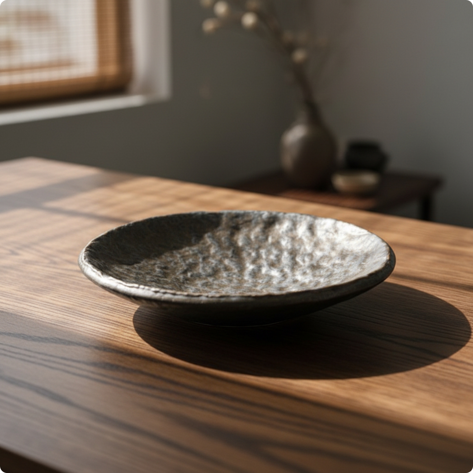 Ceramic Bowl with Metallic-Look Glaze Textured Dish Stylish for Tea Rooms