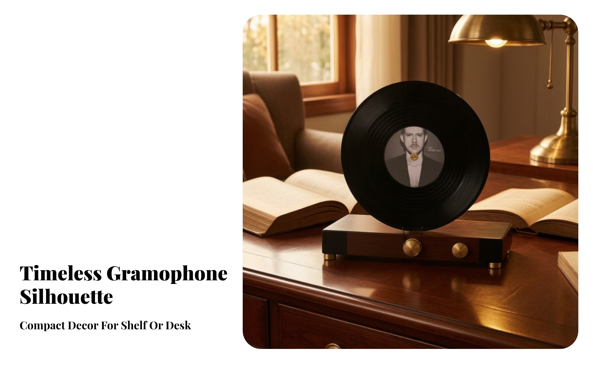 Gramophone Model with Wood-Effect Base Decorative Retro Gramophone Model