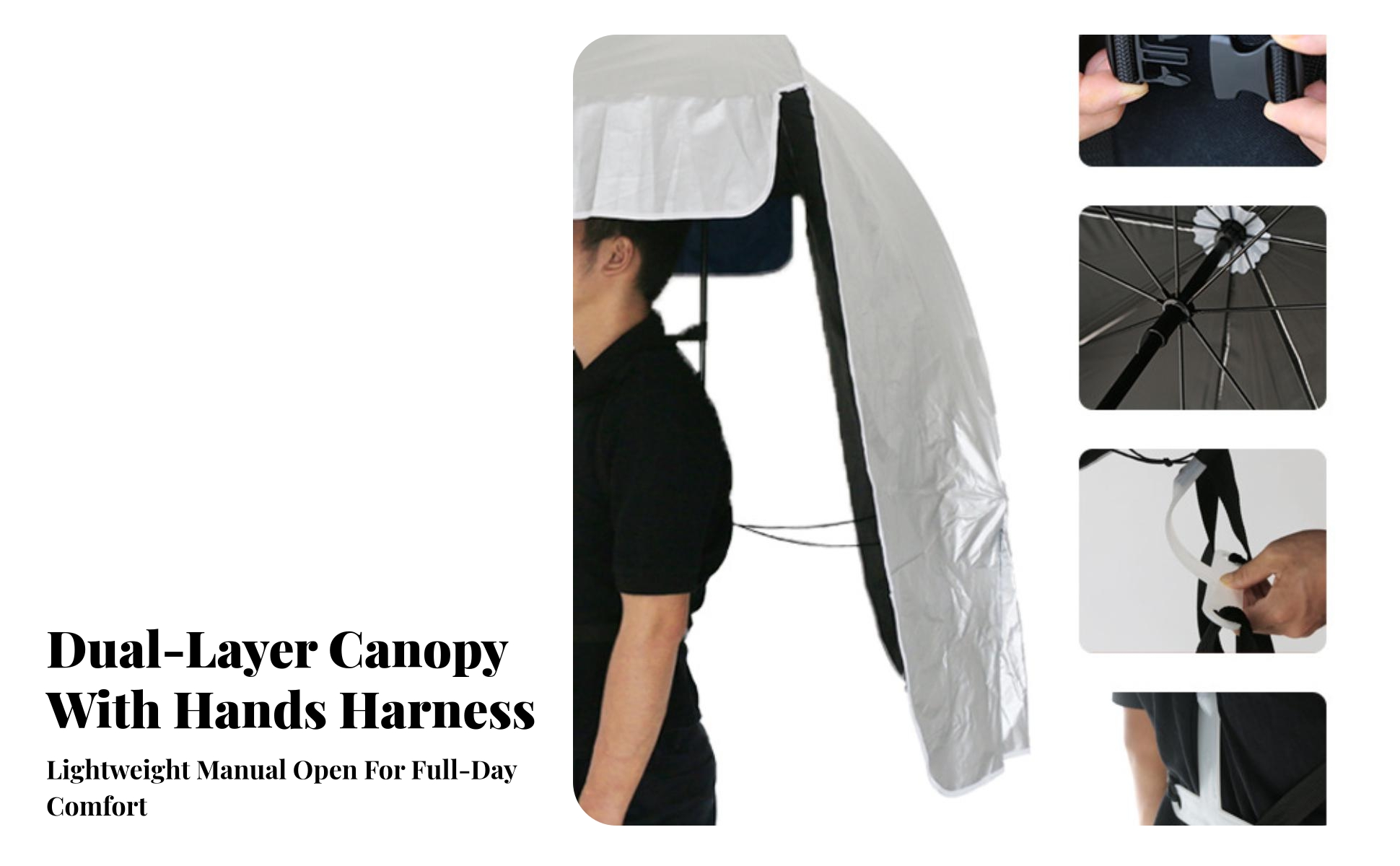 Back-Worn Umbrella Handsunrestricted Umbrella with Hanging Strap Wearable
