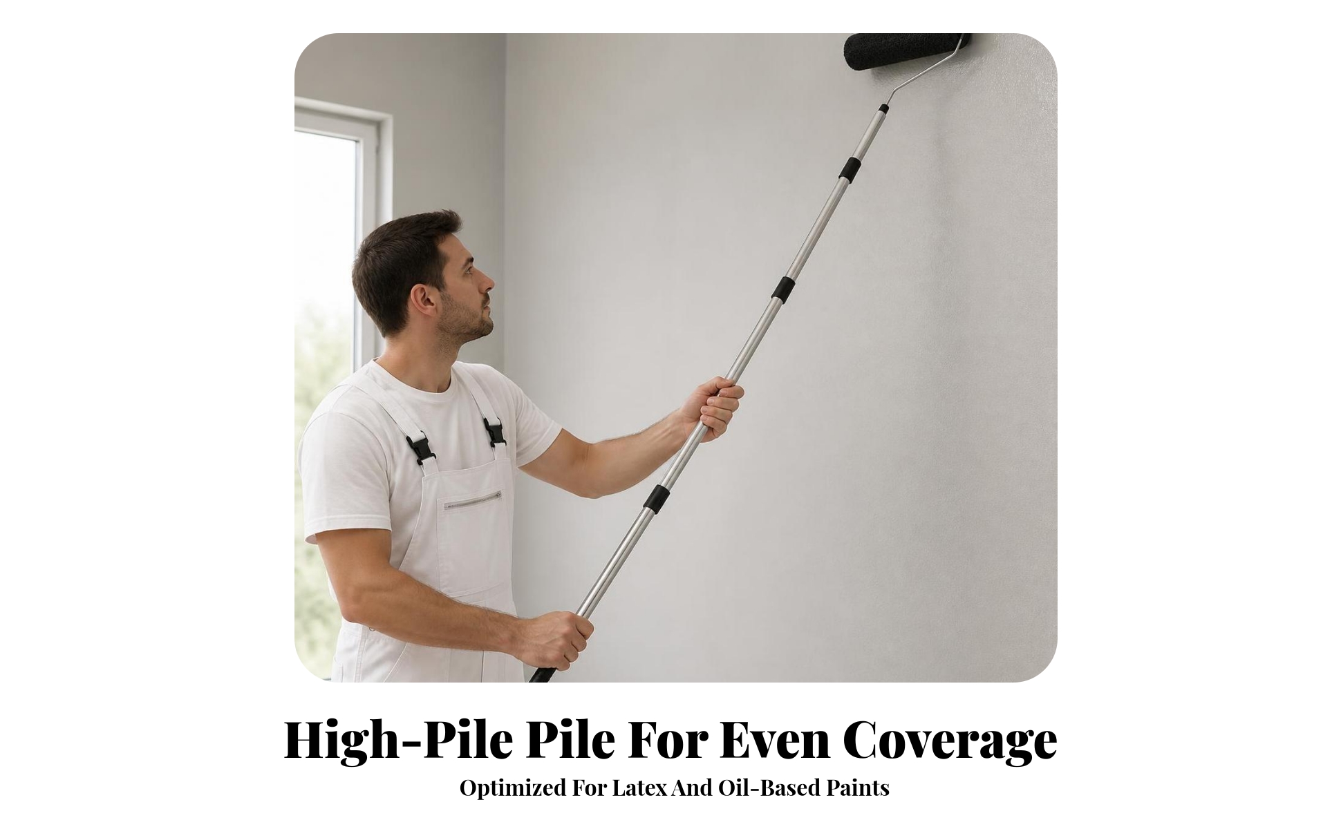 Paint Roller with Extension Pole Latex-Compatible Paint Roller Frame