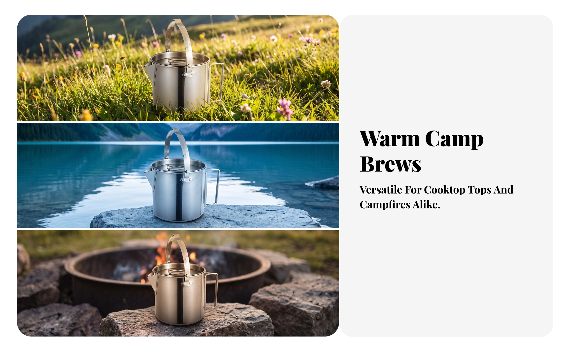 Stainless Steel Kettle with Carry Handle Robust Camping Tea Kettle with Lid