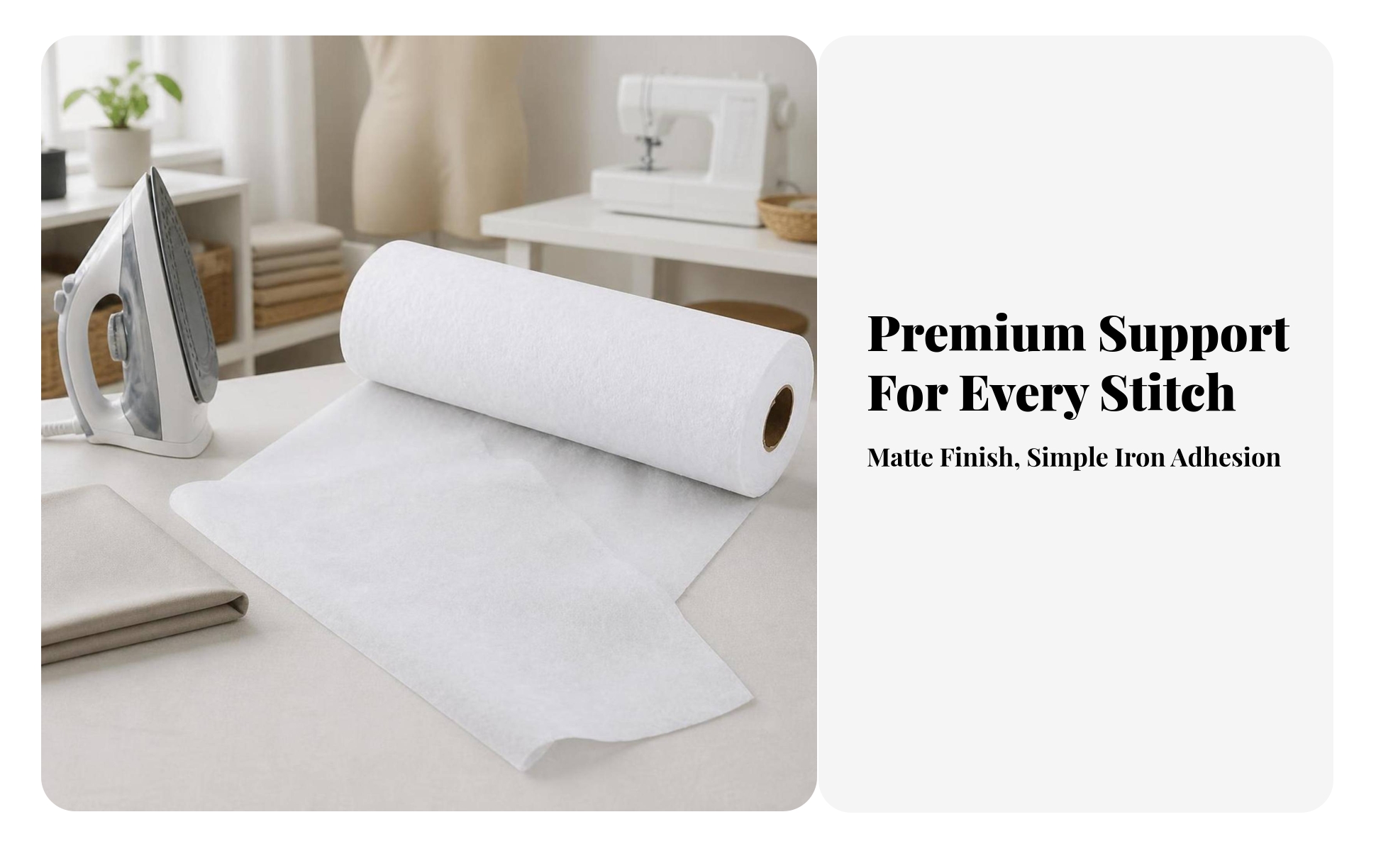 Fusible Fleece Interfacing Single-Sided for Sewing Projects, Crafters, Quilters
