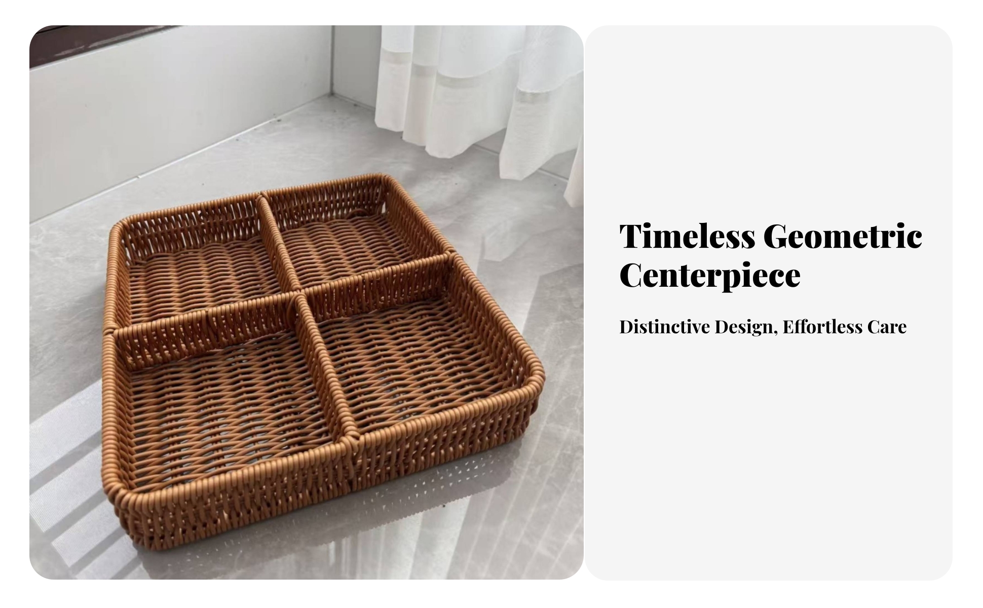 Woven Tray Basket Rustic Rattan Tray with Handles Lightweight for Living Room