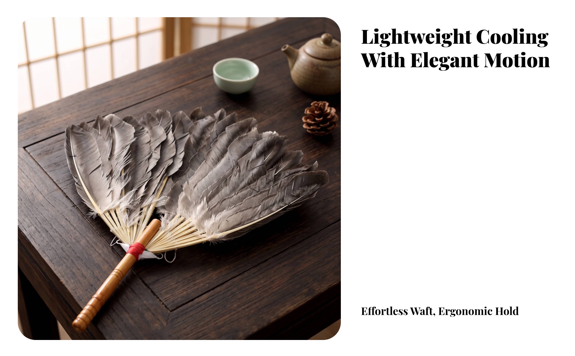 Feather Fan with Bamboo Handle Chinese Style Feather Fan Elegant for Performers