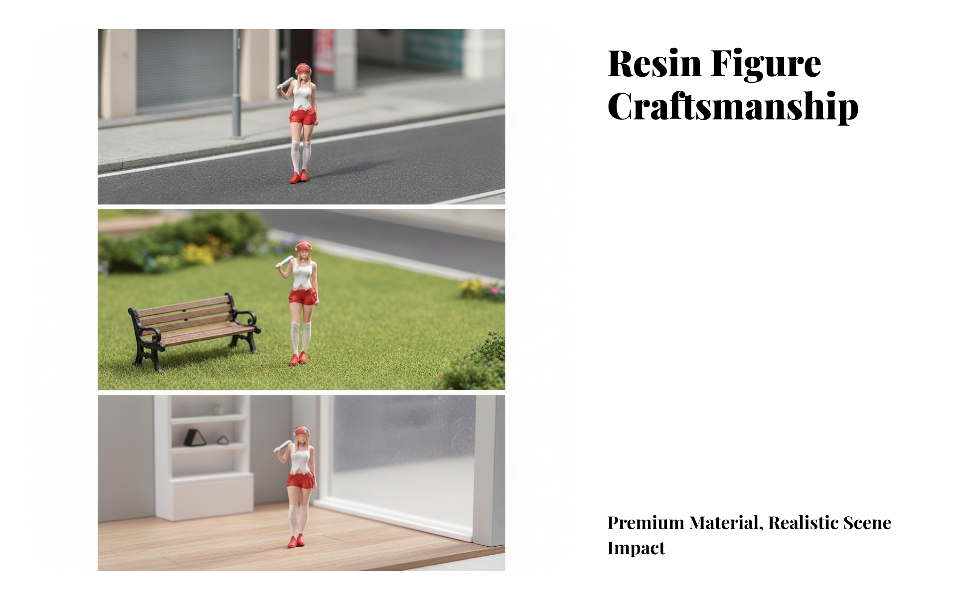 Street Style Girl Figurine Finely Detailed for Dioramas, Hobbyists, Collectors