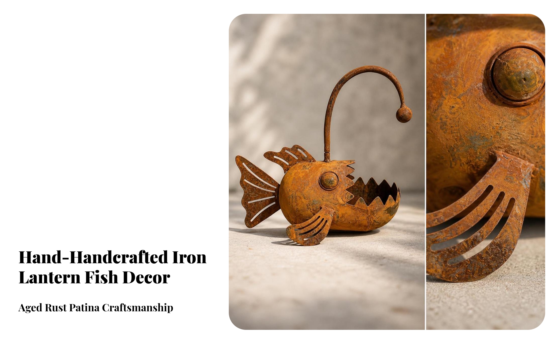 aquaticShaped Planter Rustic Metal Fish Planter Whimsical for Patio
