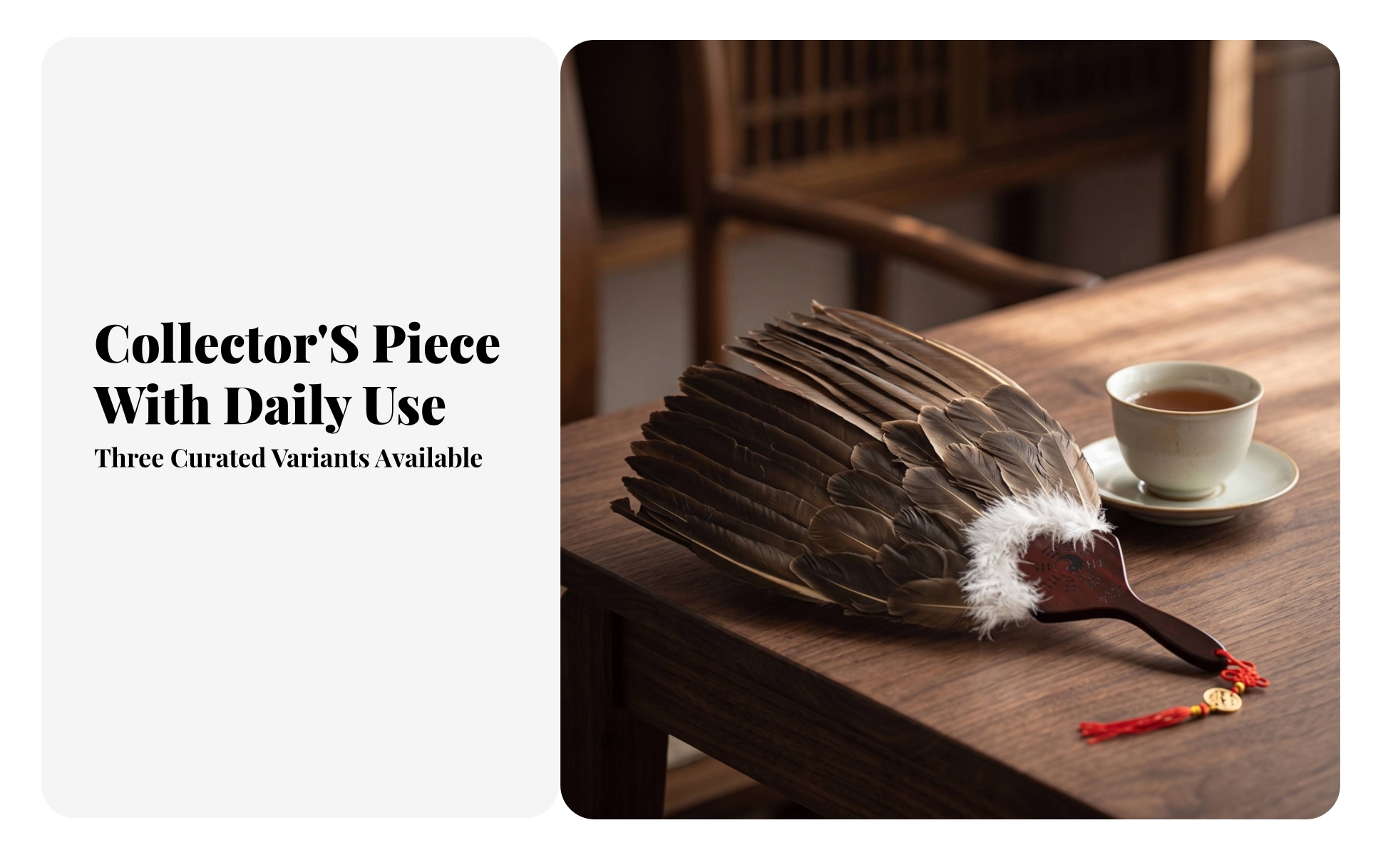 Feather Fan with Bamboo Handle Chinese Style Feather Fan Elegant for Performers