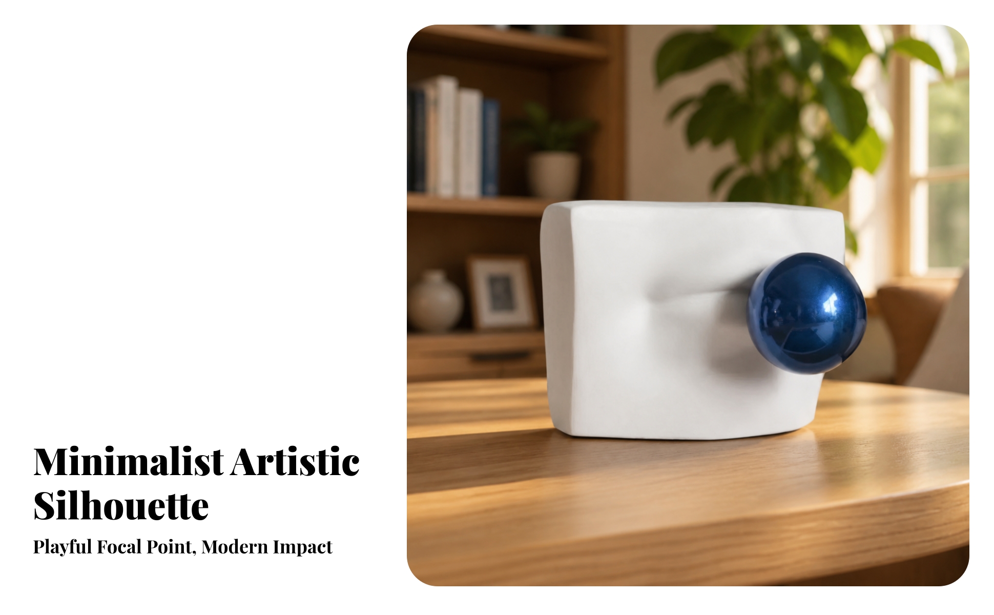 Abstract Block Ornament Minimalist Sculpture with Sphere Modern for Minimalists