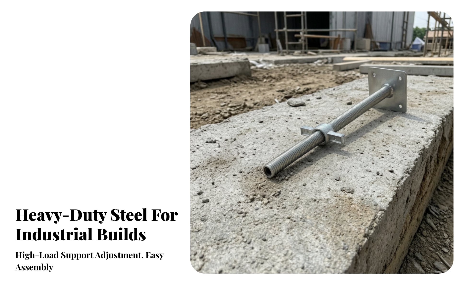 Scaffold Jack with Adjustable Threaded Rod Solid Steel for Contractors, Builders