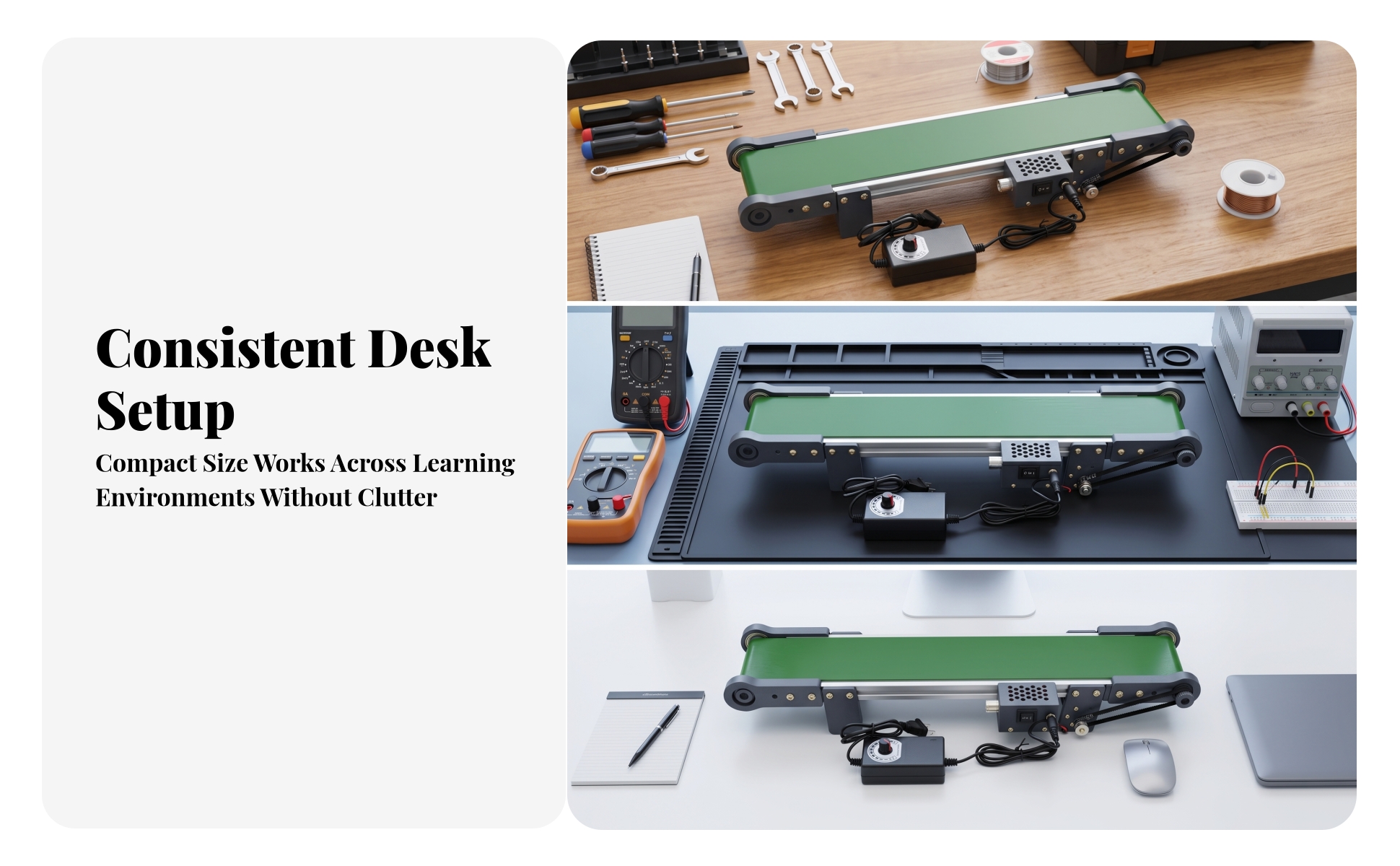 Desktop Conveyor Belt Model Plug-and-Play for Classroom, Laboratory, Teachers