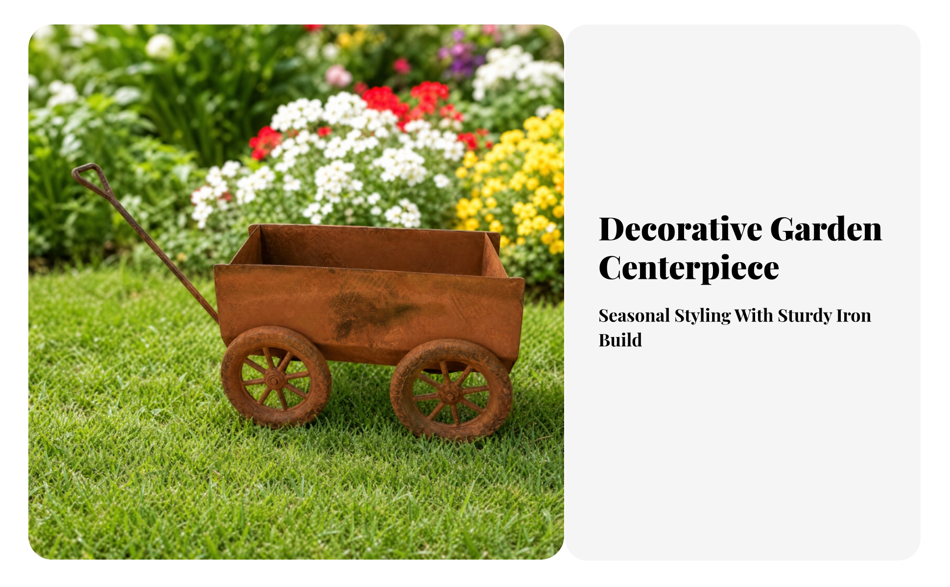 Handcart Planter Decorative Flower Cart Planter Rustic for Entryway, Gardeners