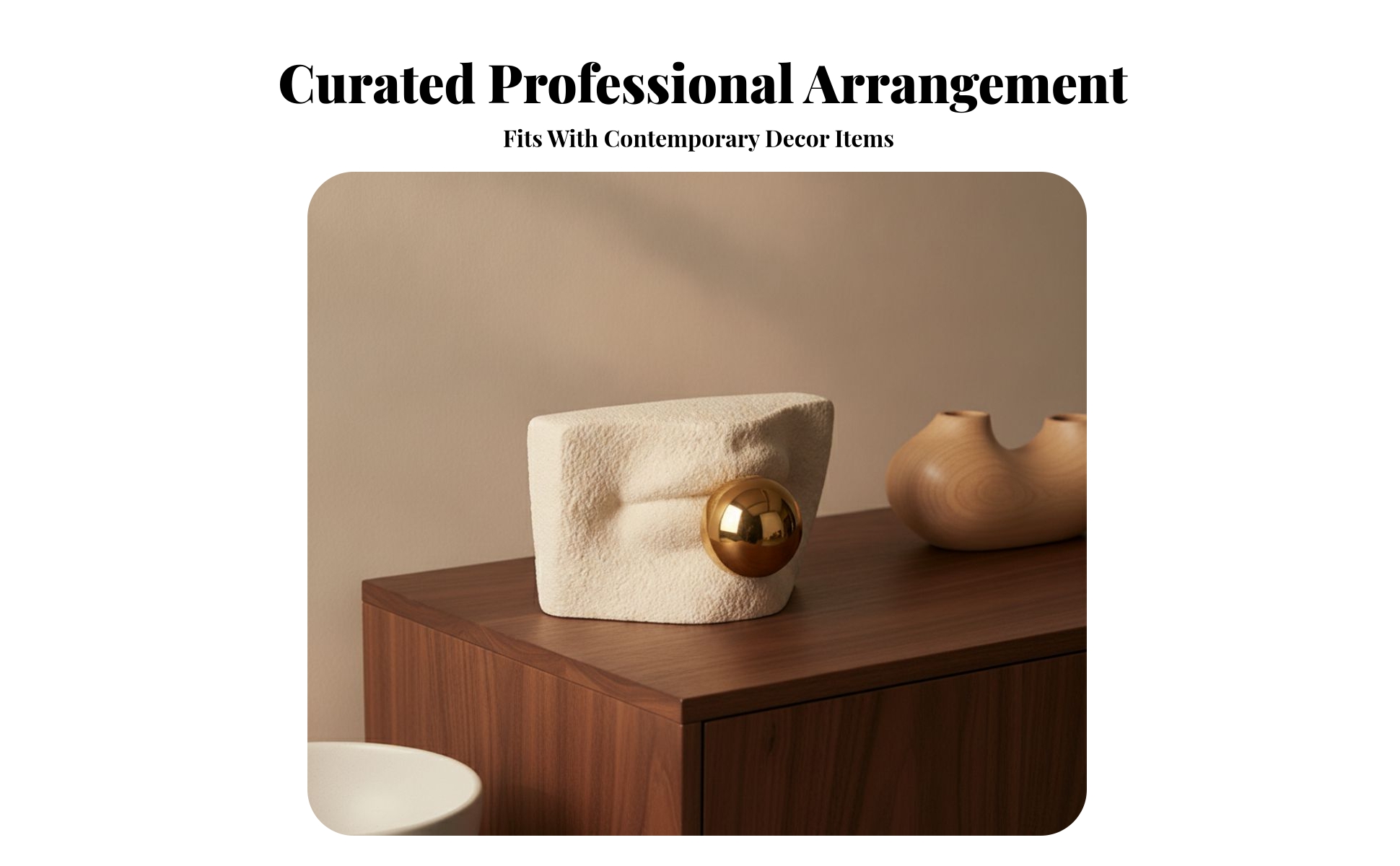 Abstract Block Ornament Minimalist Sculpture with Sphere Modern for Minimalists