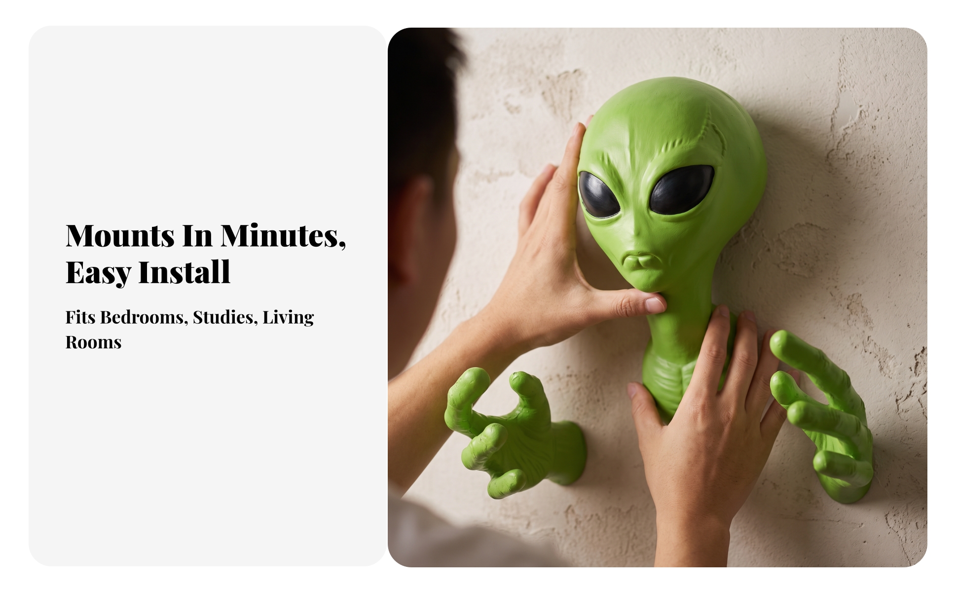 Alien-Kopf Mit Händen 3D-Effekt Alien-Wanddeko Dreidimensional Für Themenzimmer