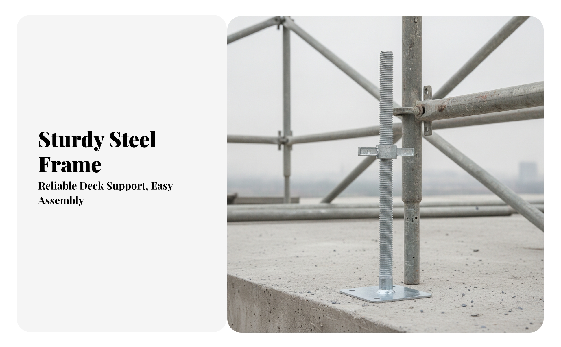 Scaffold Jack with Adjustable Threaded Rod Solid Steel for Contractors, Builders