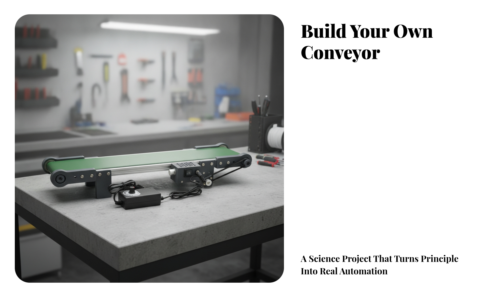 Desktop Conveyor Belt Model Plug-and-Play for Classroom, Laboratory, Teachers