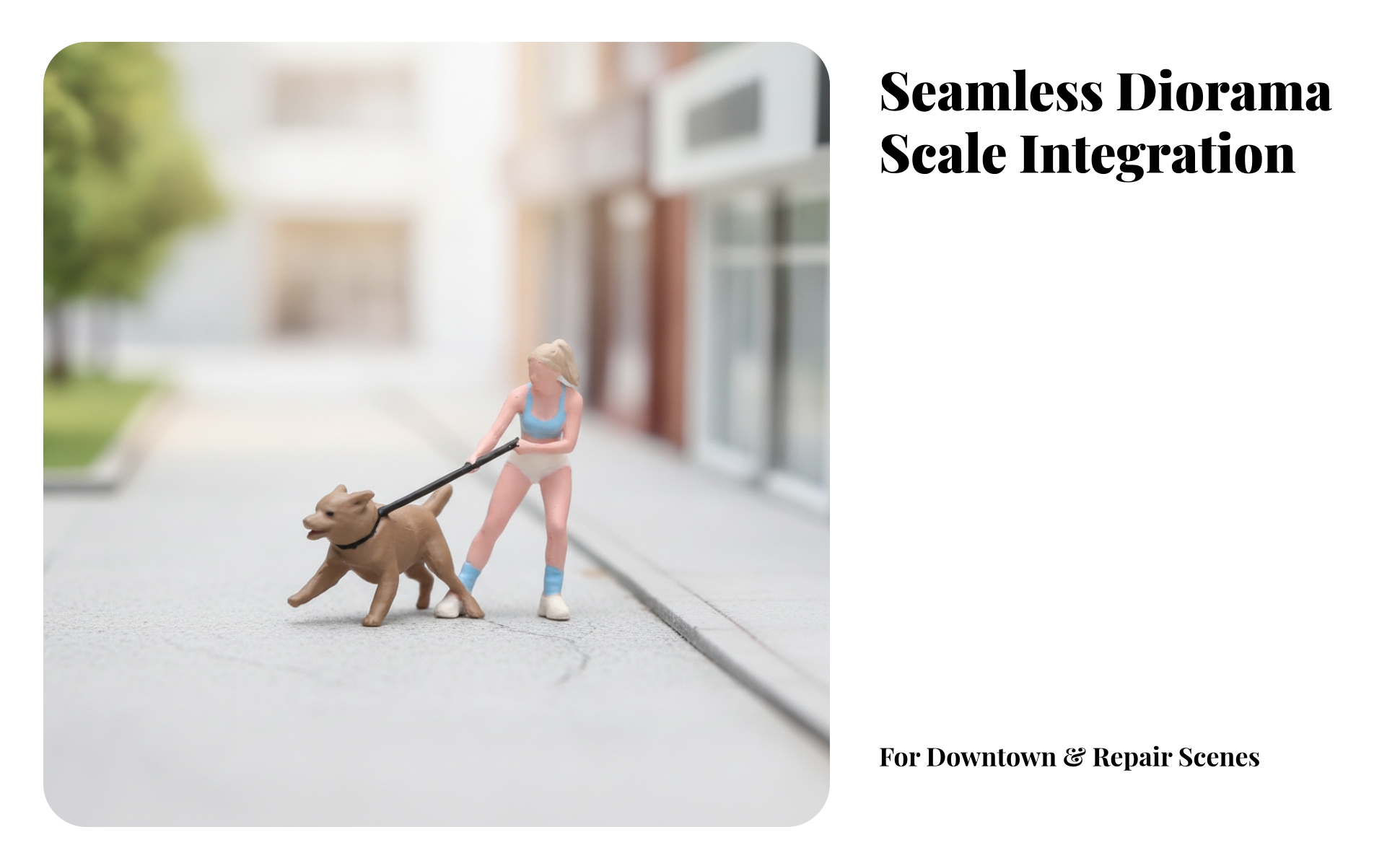 Woman Walking Dog Figure 1/64 Scale Female Figure with Dogs Hand-Painted