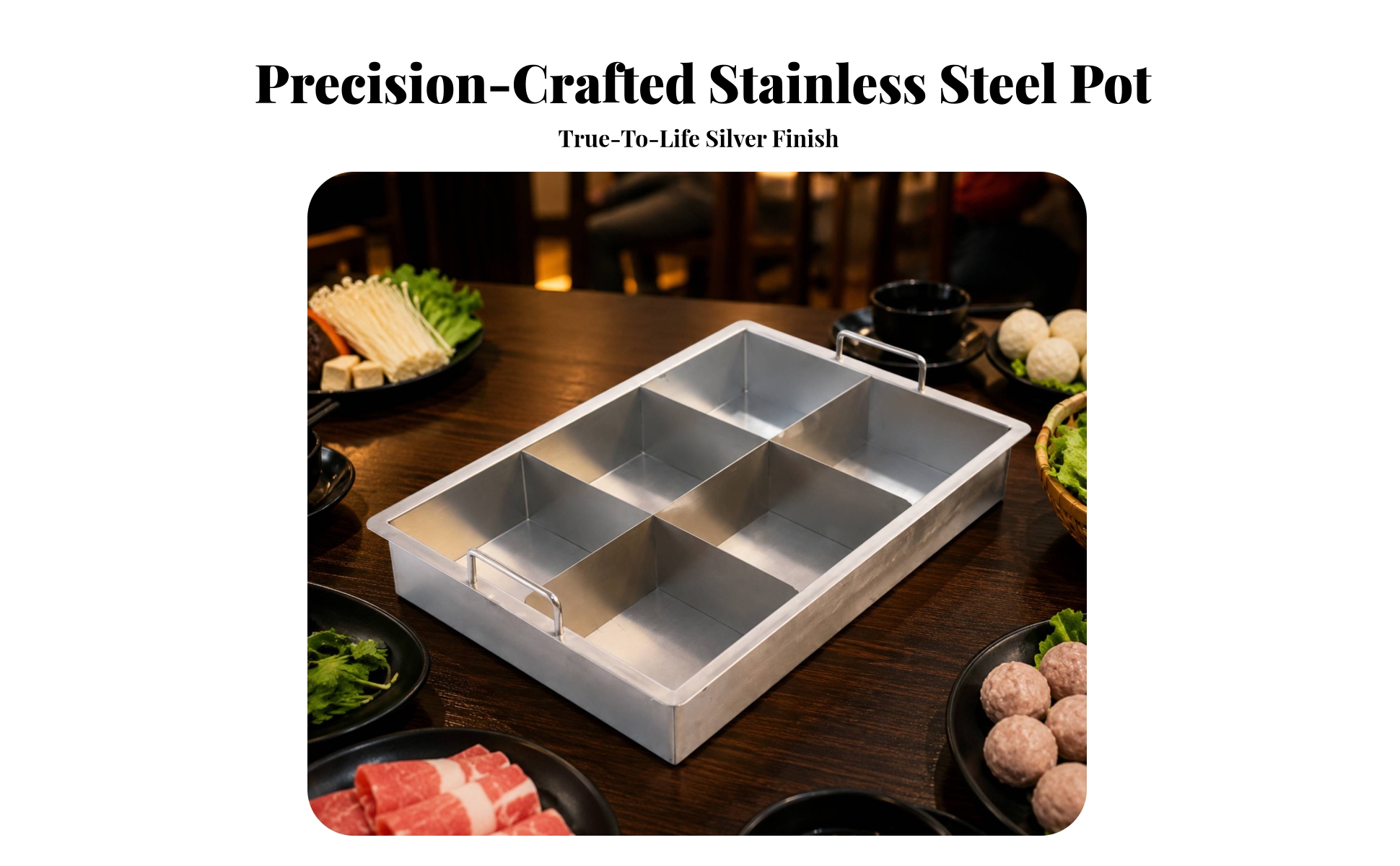 Six Compartment Hot Pot Multi-Flavor Hot Pot with Compartments Stainless Steel