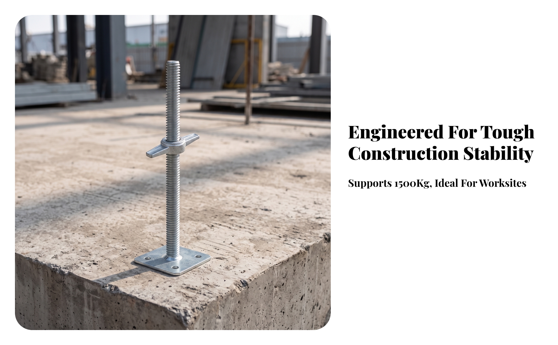 Scaffold Jack with Adjustable Threaded Rod Solid Steel for Contractors, Builders